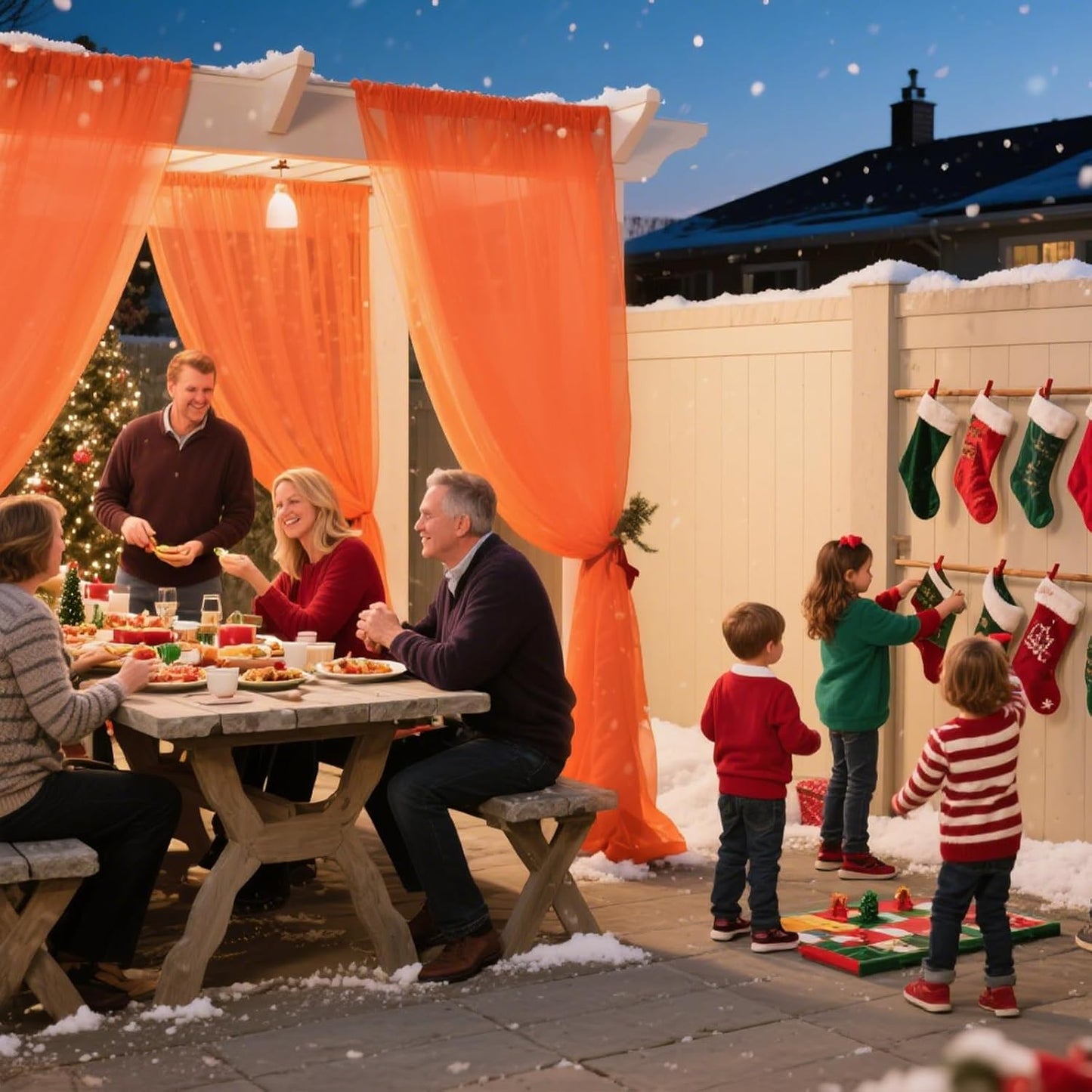 VOK Orange Wedding Arch Draping Fabric Chiffon Fabric, 29in x 18Ft Sheer Chiffon Outdoor Curtain for Wedding Ceremony Birthday Party Decoration (Orange,1 Panel)