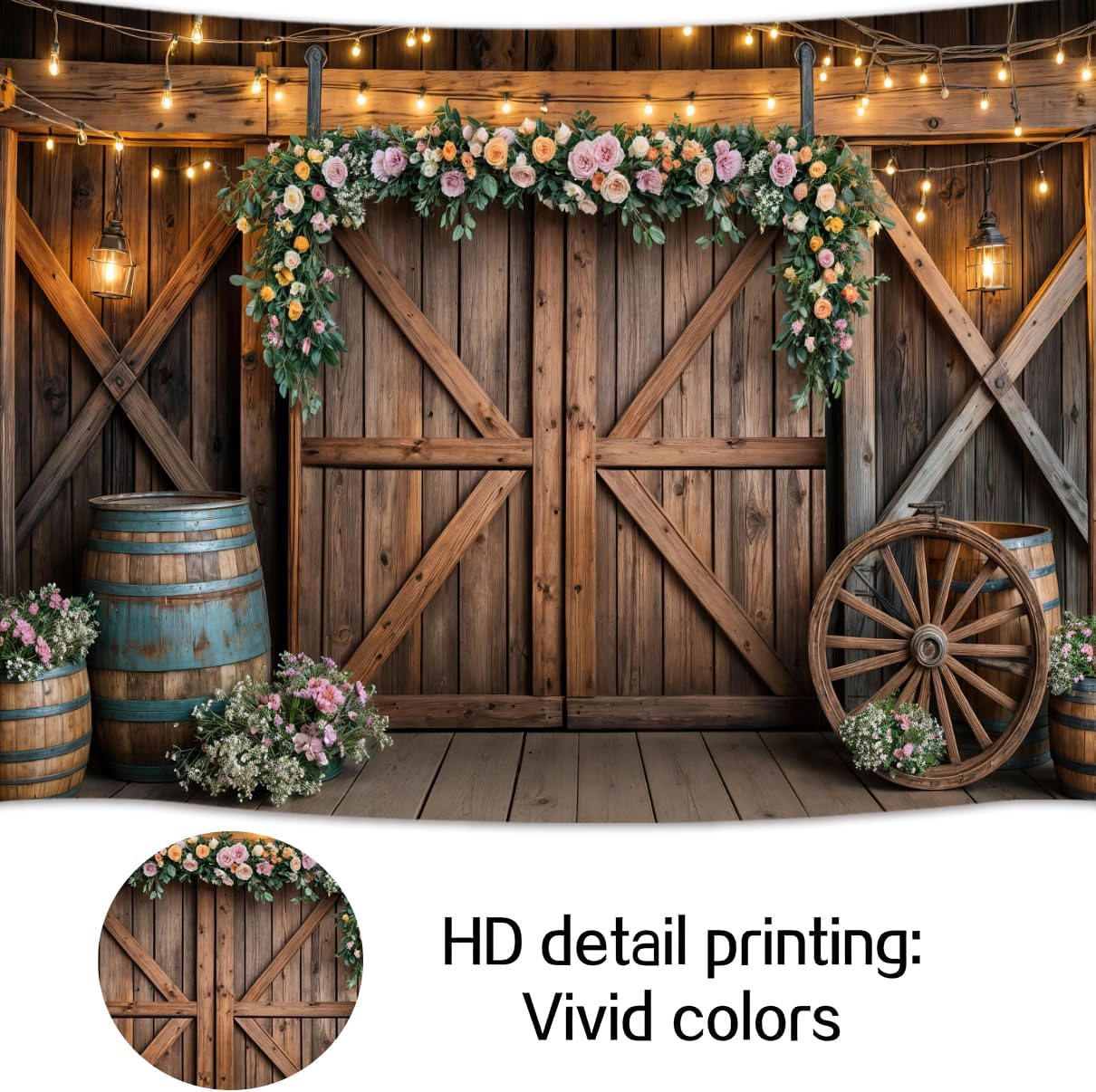 6x4ft Country Wedding Photography Backdrop Rustic Barn Door Photography Backdrop Farmhouse Pink Flower Cabin Wooden Birthday Baby Shower Wedding Bridal Party Banner Photo Booth Props Background