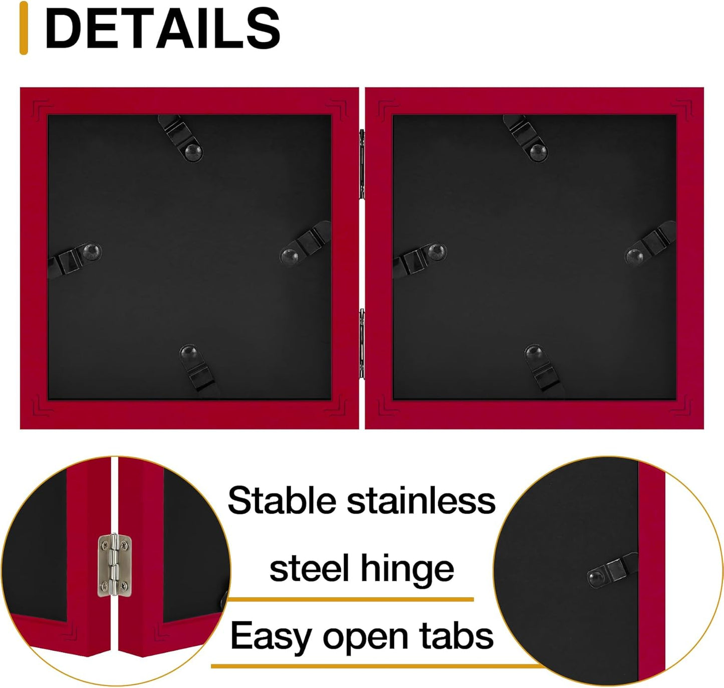 decorUhome Double 4x4 Picture Frame Vertical, Engineered Wood Bifold Photo Frame with Plexiglass for Tabletop Display, 4x4, Red