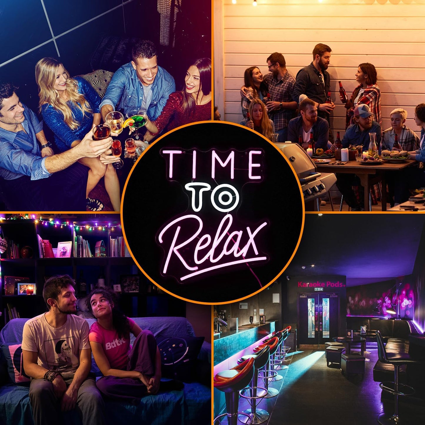 Time To Relax Neon Sign Pink White Letter Led Neon Lights Wall Decor Dimmable Relax Light Up Signs USB Powered with Switch Neon Signs for Spa Massage Bedroom Decor Bar Party Wedding