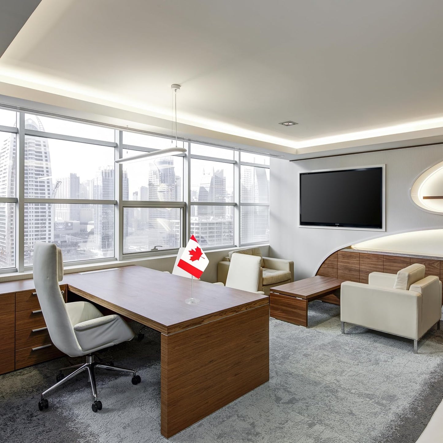 Canada Desk Flag, Canadian Table Office Flag with Metal Pole and Stand Base, International Country Flags, Festival Event Celebration, Classroom Meeting Desktop Decor (Canada)