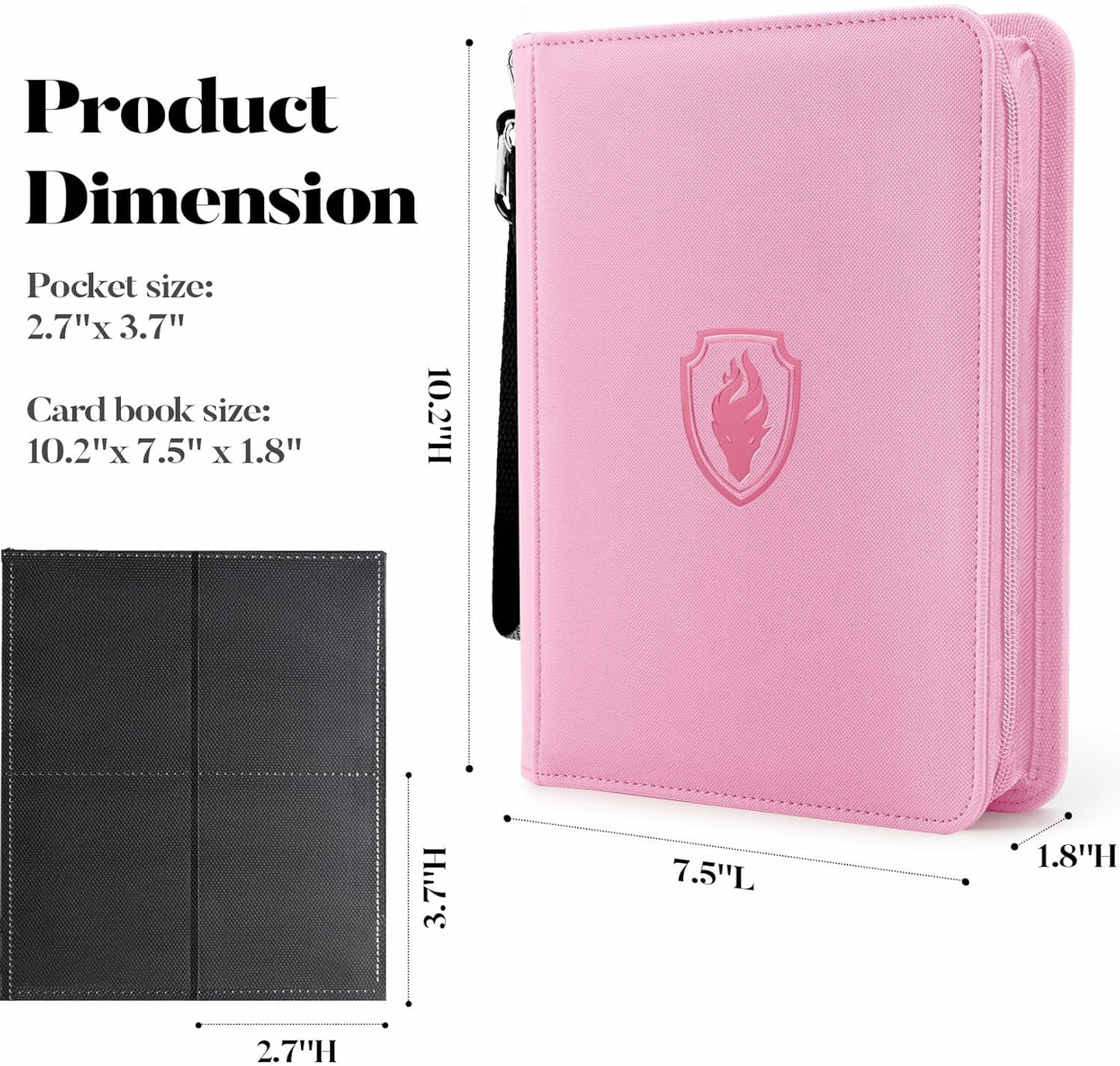 Premium 4 Pocket Zip Card Binder, Trading Card Binder for 320 Cards, Portable PU Card Collection Binder, Collector Card Album Folder for MTG, TCG, Sports Cards, Game Cards (Pink)
