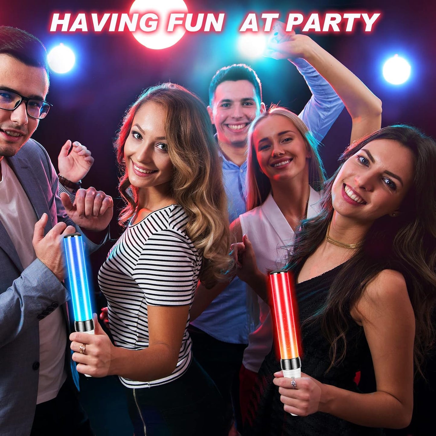 Lewtemi 2 Pcs 15 Color K-pop Concert Lightstick Reusable 2 Modes Multicolor Idol Concert LED Flashing Lightsticks Hip-hop Gift Glow in the Dark Party Favor (9.8 Inch)