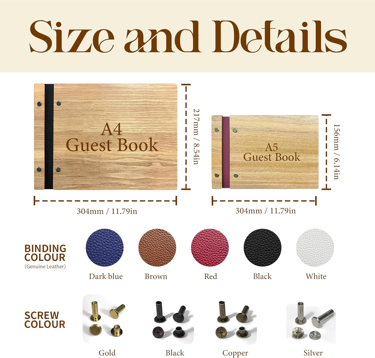 Wedding Guest Book, Custom Wooden Sign-in Book for Reception, Instant Photo Booth Album - Ideal for Wedding Album & Keepsake, Wedding Gift for Couple (A4-11.5 x 8.5 inch)