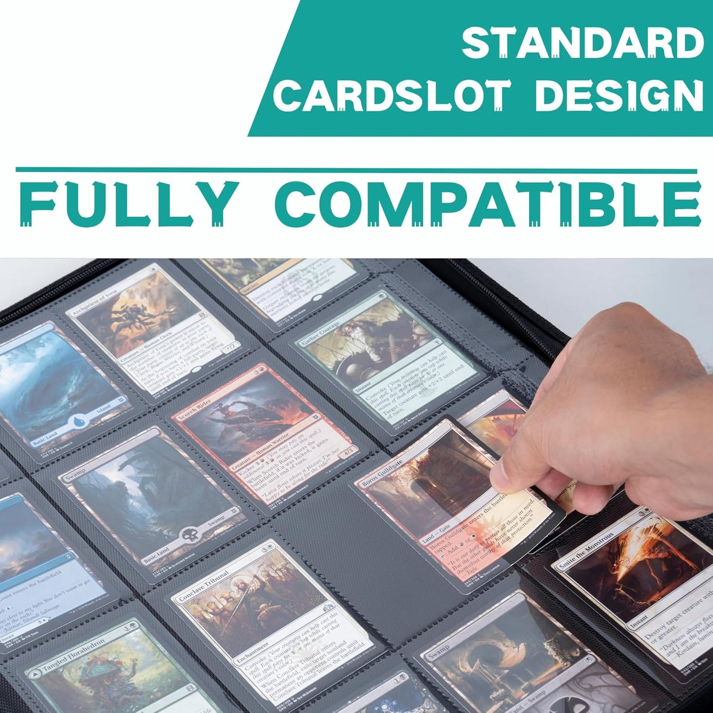 1000+ Pockets Trading Card Binder, 16-Pocket Card Ablum Compatible with MTG,Sports Cards & Other Standard Size Trading Cards (Teal)