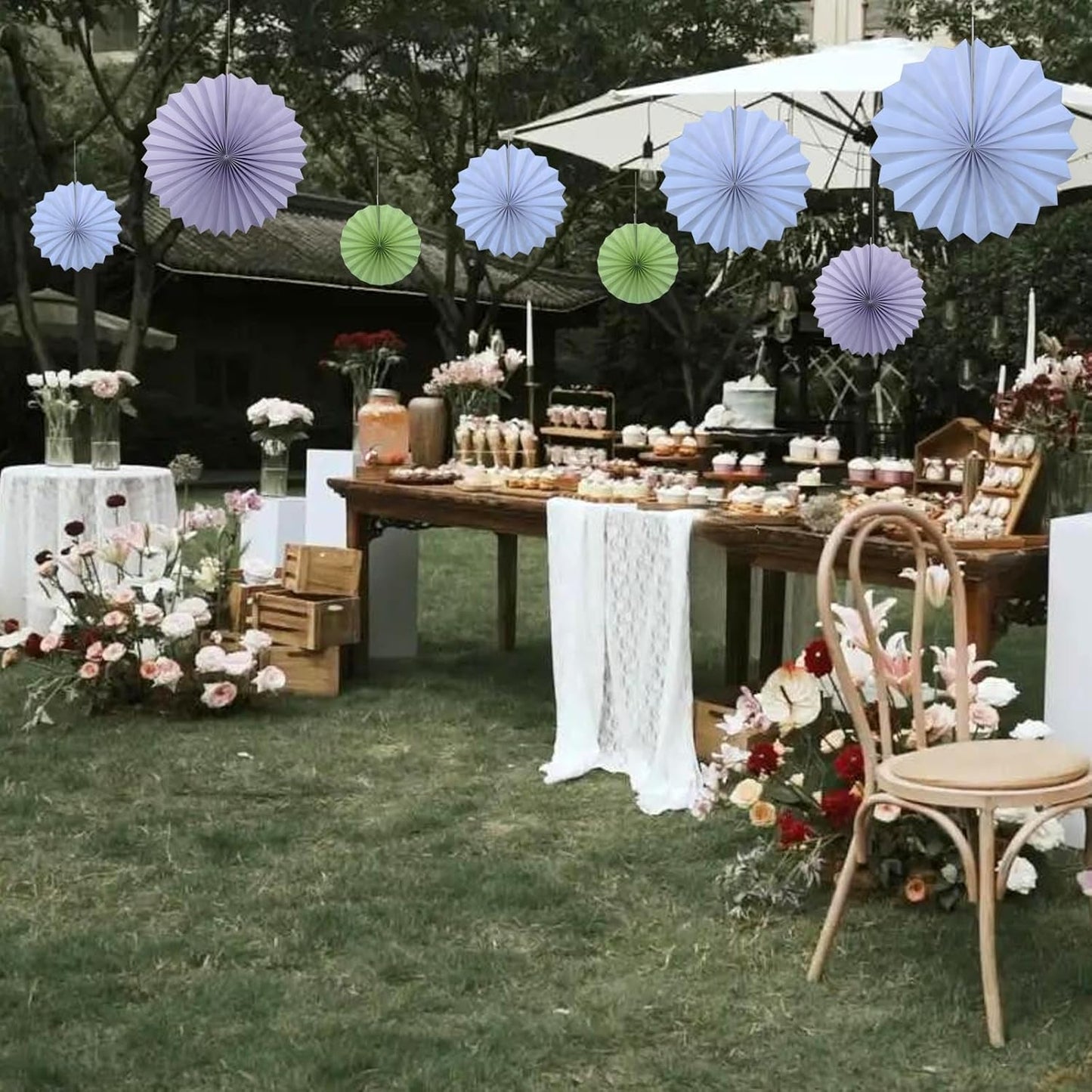 White Party Decorations,Wedding Decorations for Party Events Accessories,White Birthday Decor,Anniversary Decorations,Birthday Decorations for Men 12in Hanging Paper Fans 30 Color DIY Set(White)