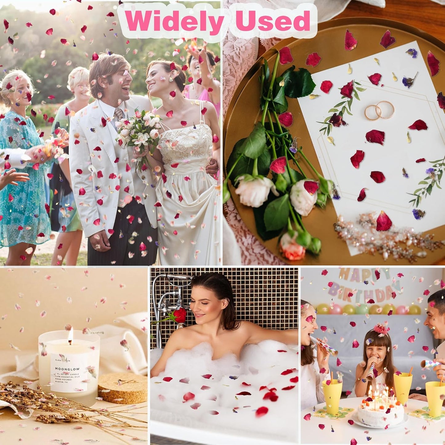 20 Pack Prefilled Confetti Packets,Biodegradable Flower Petals, Real Dried Flower Petals Individual Packing Rose Petals Wedding Send Off Ideas (Pink Flower Petal)