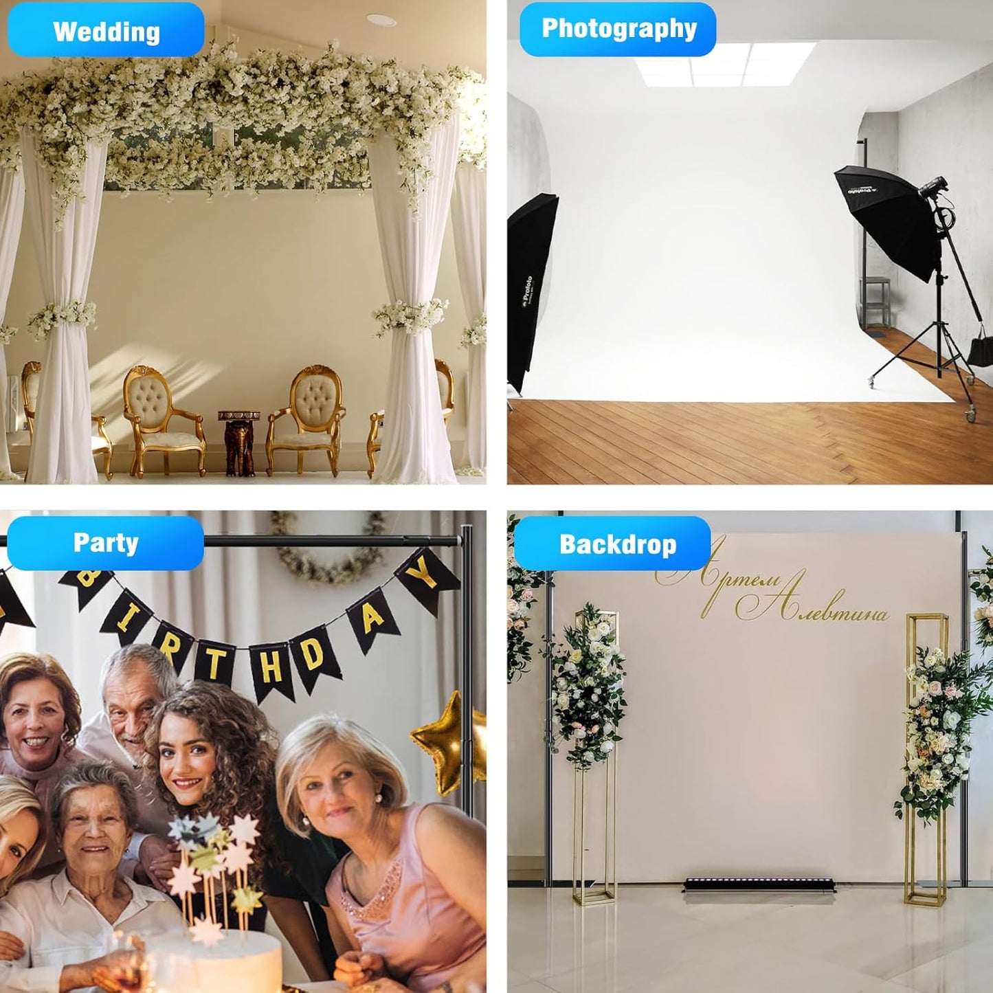 Pipe and Drape Backdrop Stand Kit Backdrop Stand For Parties 10x10 FT Adjustable Photo Backdrop Stand Heavy Duty Background Stand for Wedding Banquet Decorations Black