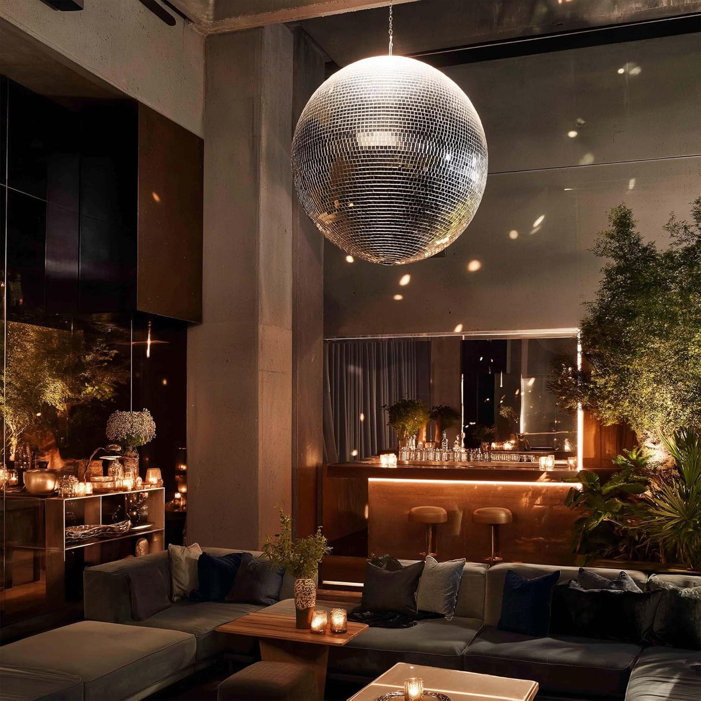 Yescom 24" Large Disco Ball Mirror Big Hanging Glass Decoration for 70s 80s Party Events Wedding DJ Dance Club Bar Stage Lighting Business Holiday Home Decor Silver