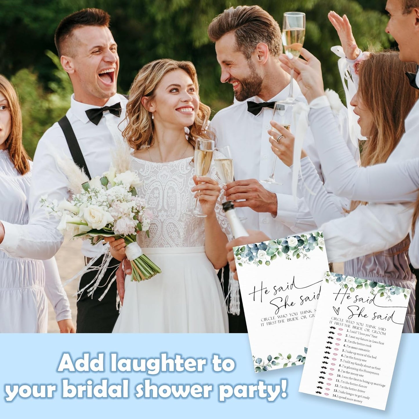Would She Rather - Botanical Bridal Shower Game Cards - 50 Pcs Eucalyptus Leaves Game Cards - Funny Wedding Party Games for Bride & Groom - Activities for Bachelorette Party - A04