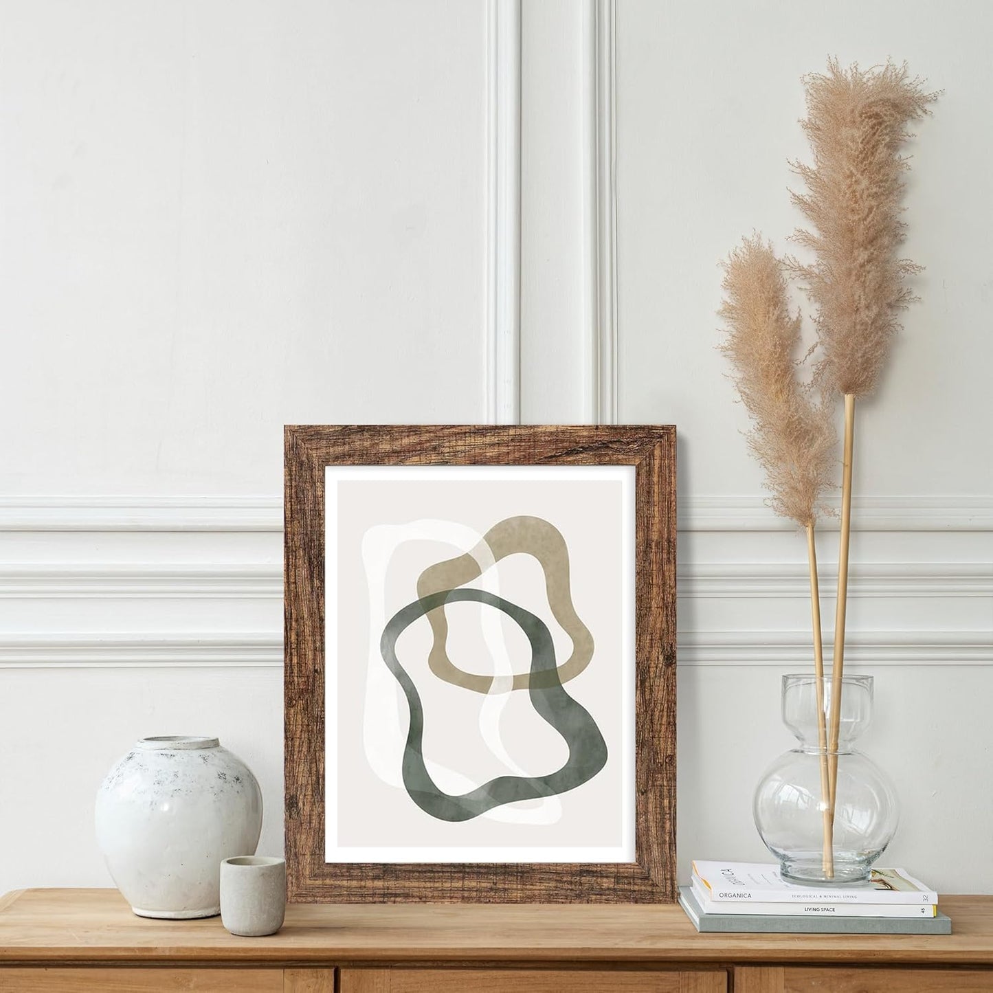 8x10 Picture Frame Set of 2, Rustic Brown Wood Frame with Glass Collage Frame, Display Pictures Two 4x6 With Mat or 8 x 10 Without Mat - Horizontal or Vertical Wall Mounting