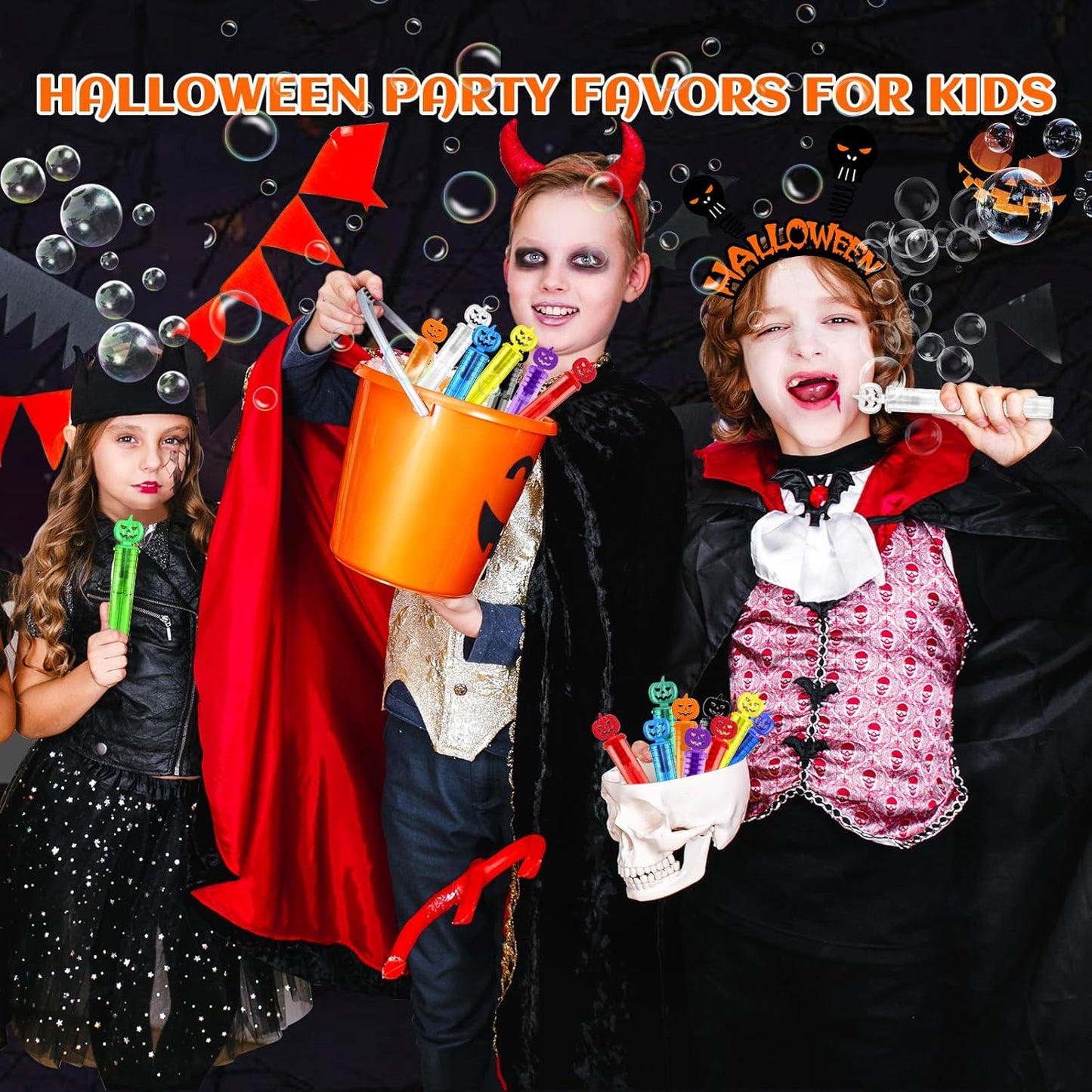 Shemira 500PCS Halloween Bubble Wands, Mini Bubbles Party Favors for Kids, Halloween Party Favors, Halloween Goodie Bag Stuffers, Classroom Prizes Gifts for Kids, Halloweens Trick or Treat Toys Bulk