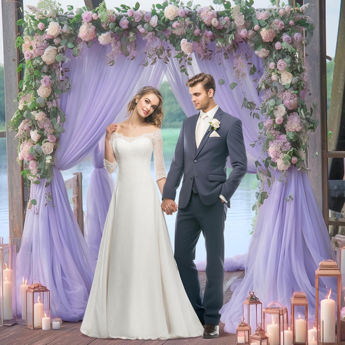 20x10 Purple Tulle Backdrop Curtains for Parties, Sheer Backdrop Curtain Wedding Photo Background Drapes for Baby Shower Photography Birthday Party