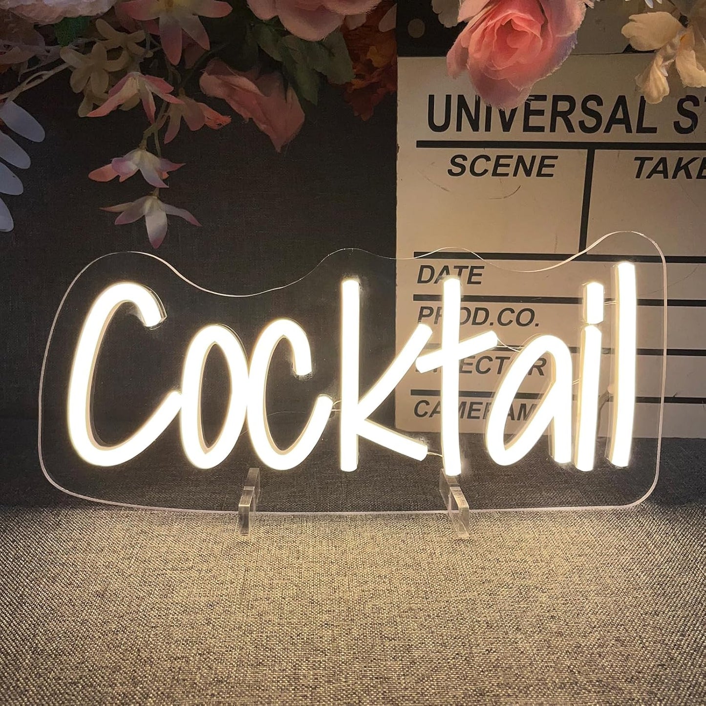 Cocktails Table Neon Sign Desk Lamp Led Beer Bar Neon Lights for Wall Decor Man Cave Club Bedroom Hotel Pub Home Bar Sign Shop Bedroom Home Room Decor Christmas Party Warm White USB Powered 30×13.8 CM