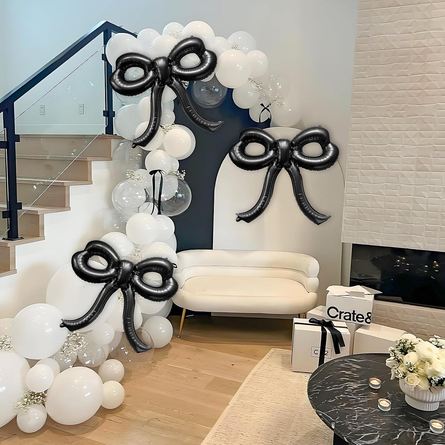 2 Pcs Bow Birthday Decorations Black Bow Balloons Bow Party Decorations Giant Foil Balloon for Girl Women Baby Shower Bridal Engagement Wedding Decor Bachelorette Party Supplies