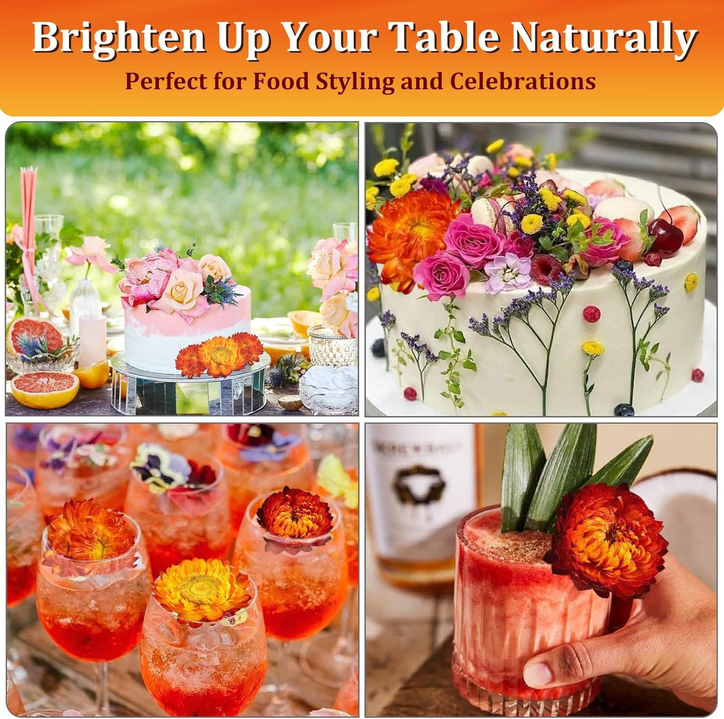 30+ Edible Dried Mixed Flowers โ 25g Food Grade Natural Blooms for Cake Decorating, Tea, Cocktails, DIY โ Ideal for Cocktail Toppers, Drink Garnish, Bath Soaks โ No Additives, Vegan