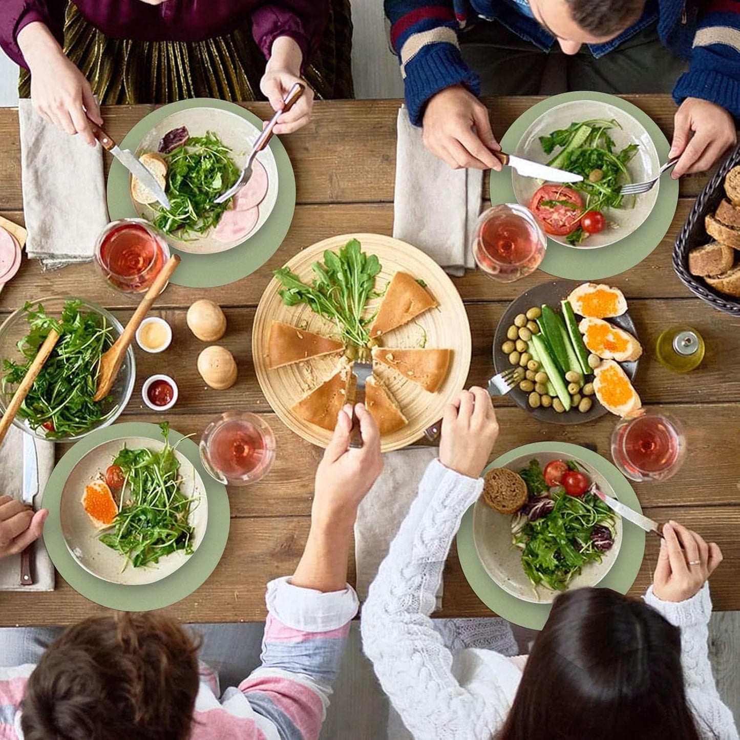 50 Pieces Sage Green Paper Place Mats Sage Round Disposable Table Mats Green Paper Doilies Decorative Placemats for Wedding Banquet Party Home Dining Tableware Decor