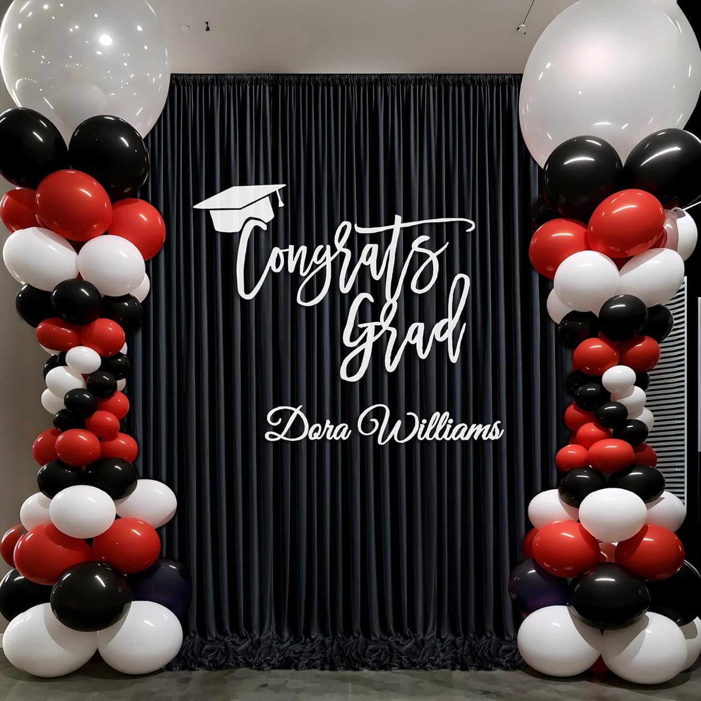 30ft x 10ft Thick Champagne Backdrop Curtains for Parties, 6 Panels 5ft x 10ft Non See Through Black Polyester Wedding Drapes Photo Backdrop for Birthday Party Graudation Photography Home Decor