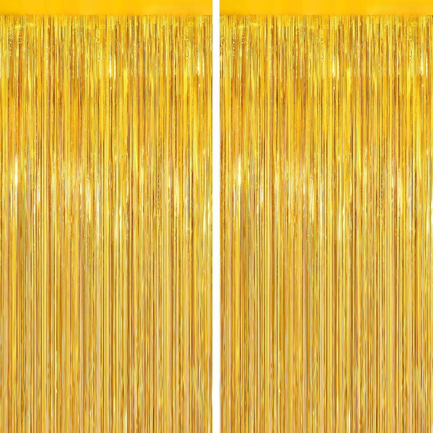 2Pack Gold Party Streamers, Gold Metallic Tinsel Streamers for Birthday Wedding Party Decors Graduation, Baby Shower, Photo Booth Props for Bachelorette Decors Xmas Halloween Party Supplies Backdrop