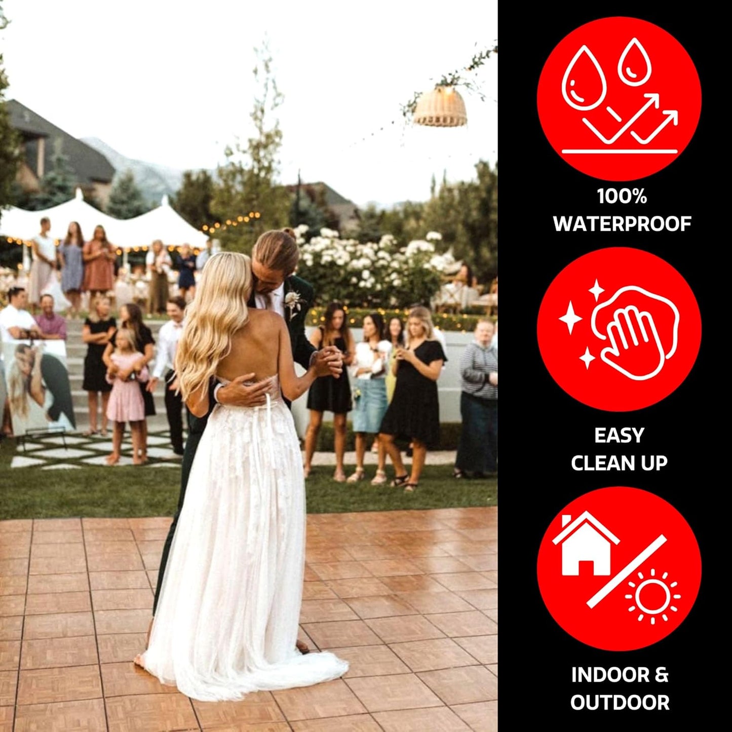 Big Floors 5X5DKOAKFLOOR Interlocking Lightweight Plastic Modular Dance Floor Kit (5' x 5'), Dark Oak, 45 Piece