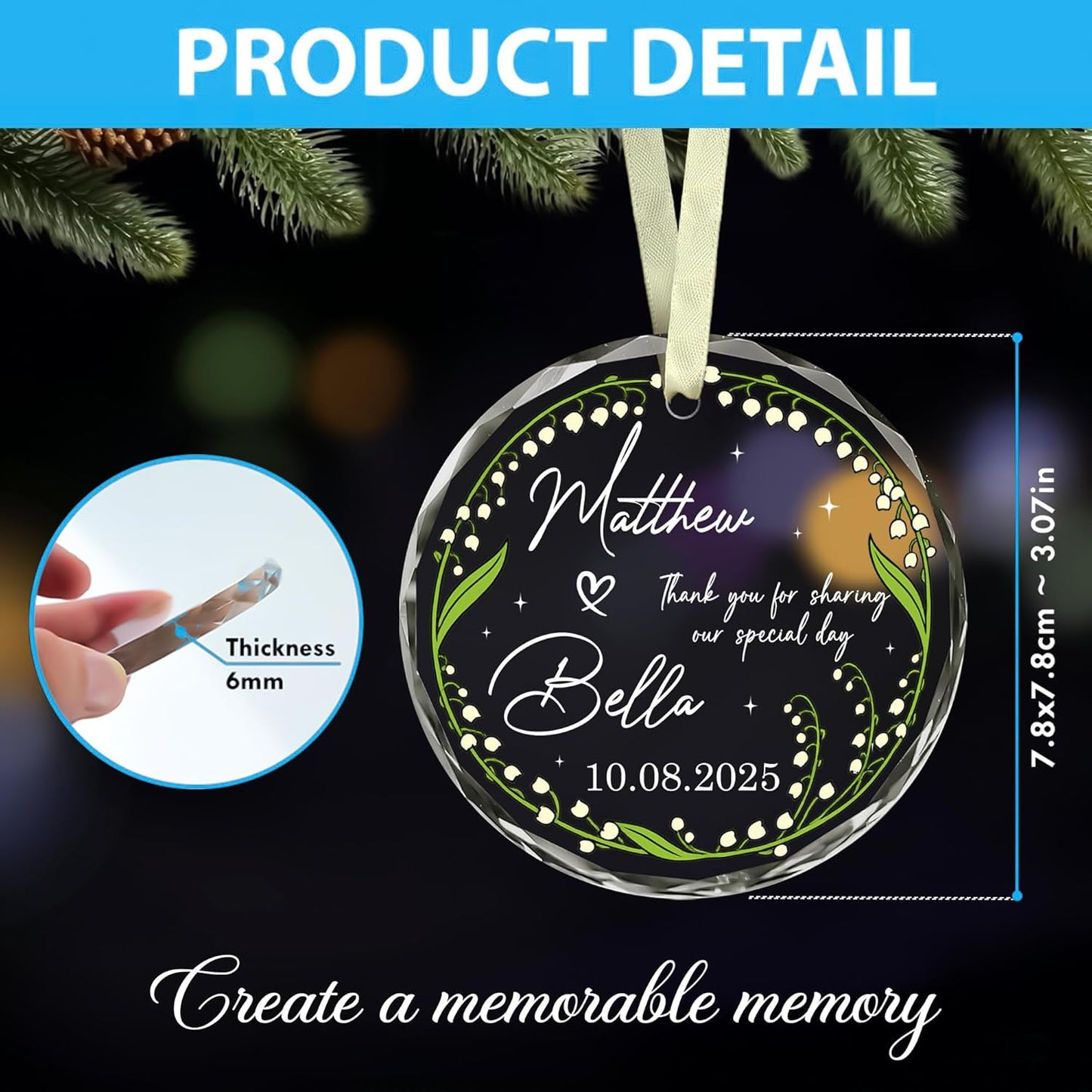 Personalized Wedding Favor Christmas Ornaments For Guests - Promotional Ornaments - Perfect Party Gift For Guests - Couples Married Wedding Gifts - Thank You Sharing Our Special Day