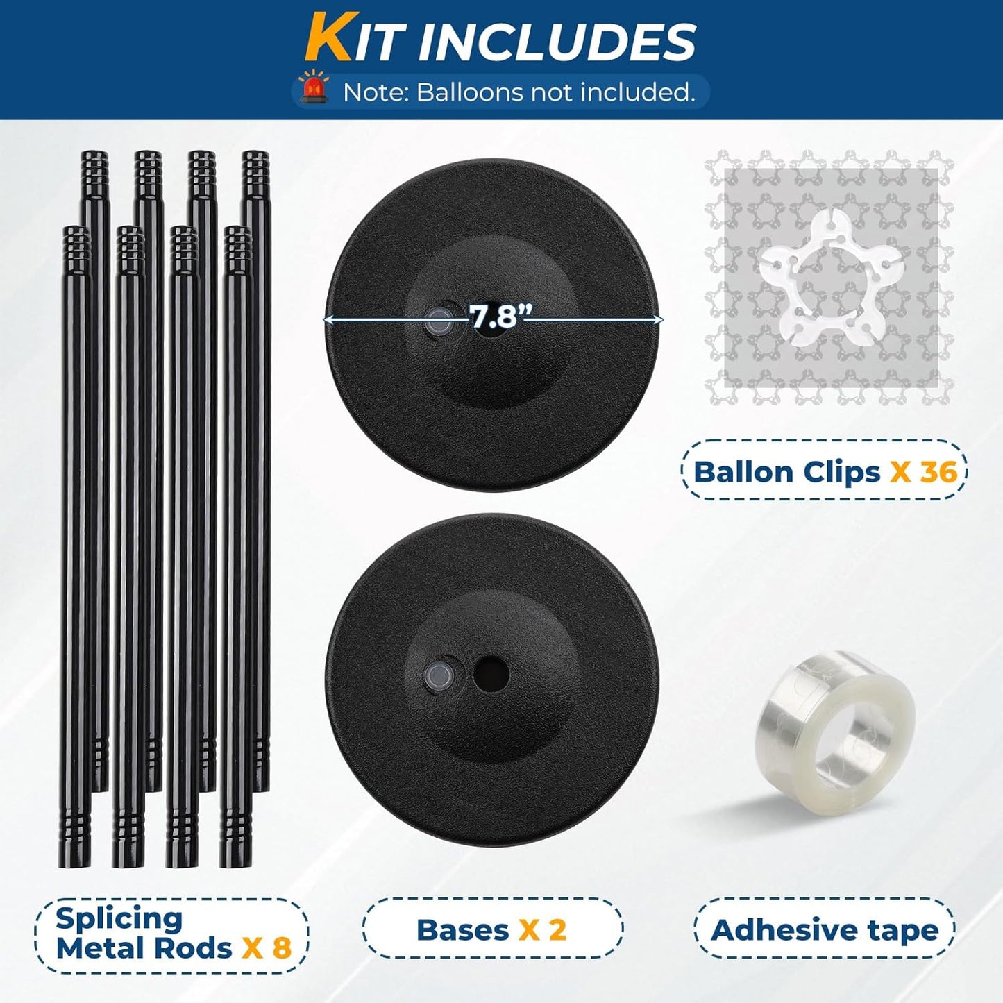 Balloon Stands for Floor Set of 2, Height Adjustable Splicing Metal Pole Balloon Column Stand for Birthday,Baby Shower,Christmas,Halloween,Party,Events Decorations, 1.3-5FT Tall, Black