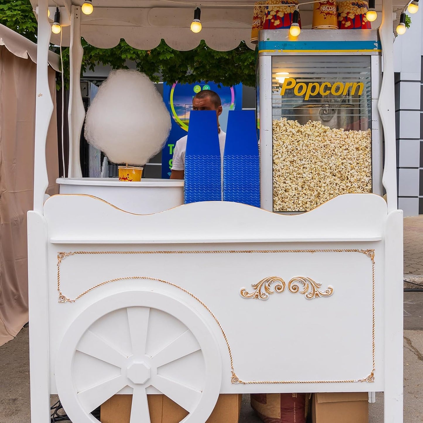 200 Pcs Popcorn Boxes Mini Paper Popcorn Box Cardboard Popcorn Container for Party Disposable Snack Candy Popcorn Bags Popcorn Holder for Birthday Wedding, 2.2 x 4.2 x 3 In (Navy Blue,Simple)