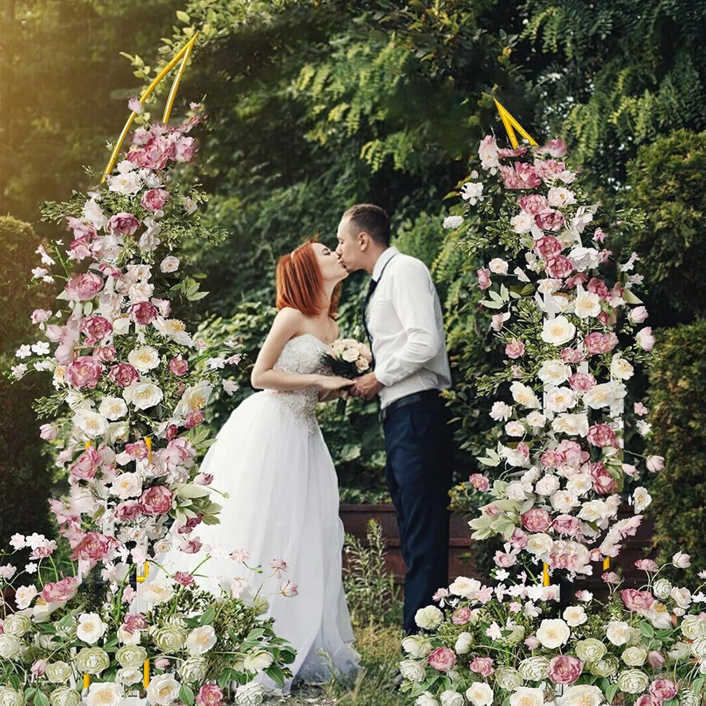 Curved Wedding Arch Backdrop Stand Set of 2, Large Balloon Arch with Rectangular Base (5.9ft,6.9ft) for Ceremony, Party, Baby Shower, Anniversary Celebration Indoor Outdoor Event Decoration.