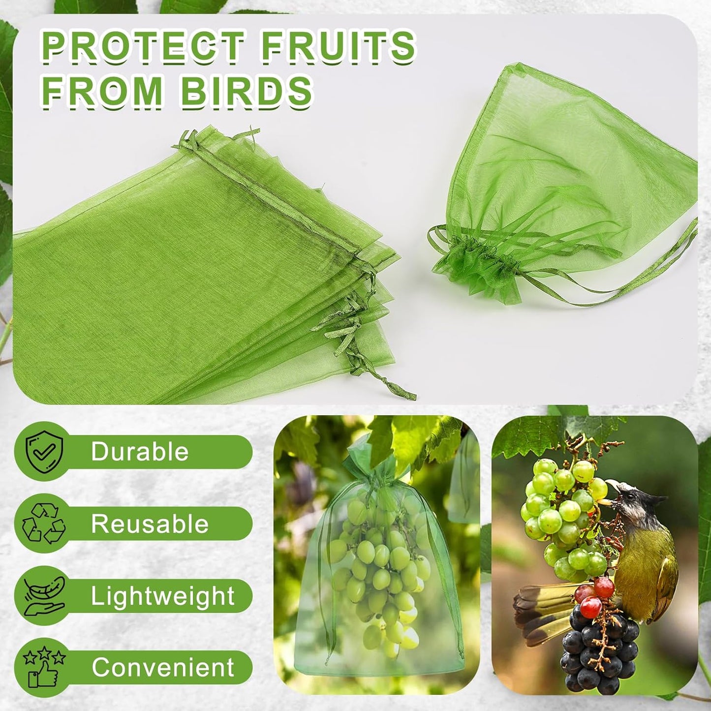 ANZNKU 100 Pack Green Organza Bags 6x9 inches Mesh Bags Drawstring, Sheer Organza Gift Pouches for Party Favor Wedding Christmas