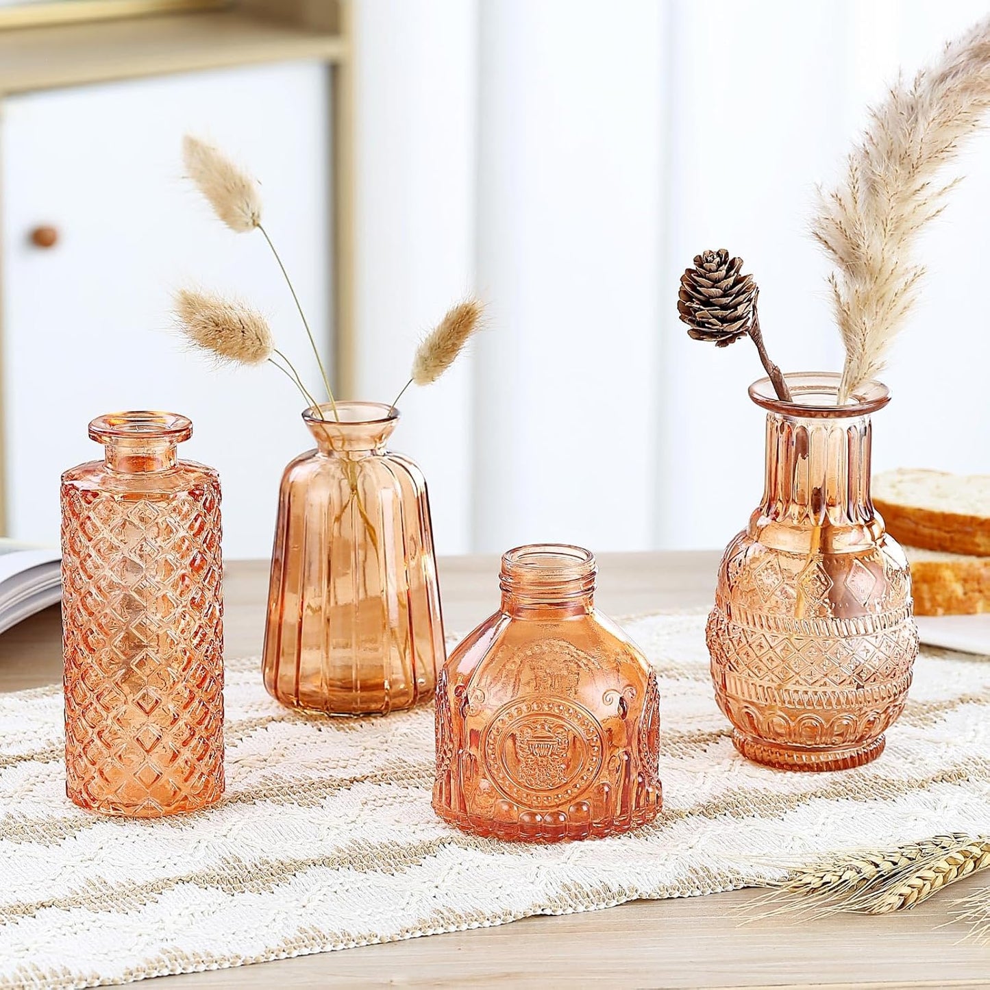 Bud Vases15 Pcs for Centerpieces Wedding,Flower Vases in Bulk for Rustic Home Decor,Small Vases for Wedding,Mother's Day,Graduation,Christmas,Birthday Party,Valentine's Day(Amber)