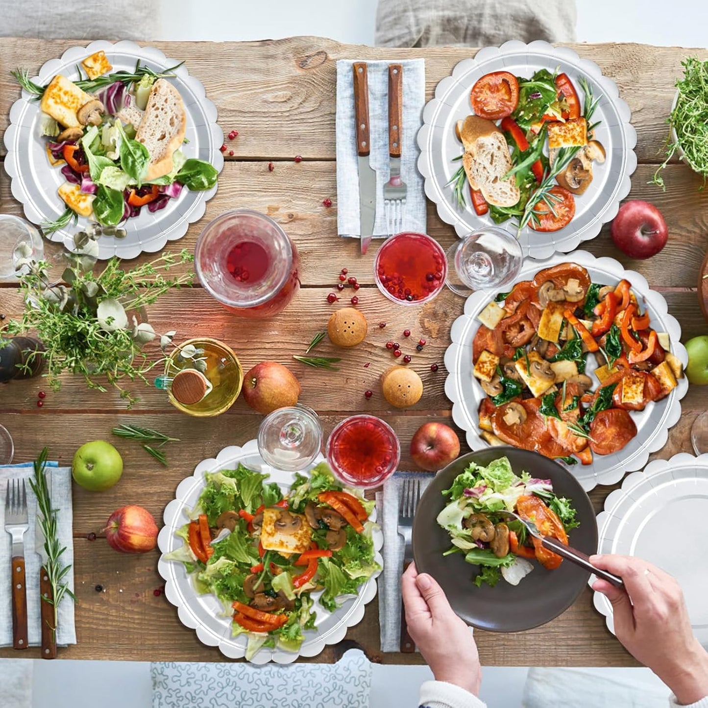 24 Pcs White Paper Plates 9 Inch Scalloped Dessert Plates - Disposable White Cake Plate - Baby Shower Birthday Party Wedding Bridal Party Supplies