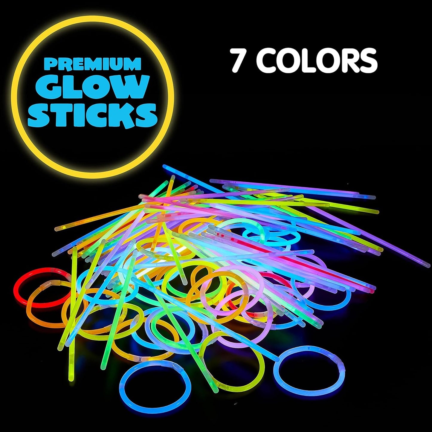 JOYIN 144 Pcs 8" Glowsticks, Halloween Supplies Pack, Bracelets Necklaces, Glow in the Dark Party Favors, Easter, Christmas, Football Party Supplies