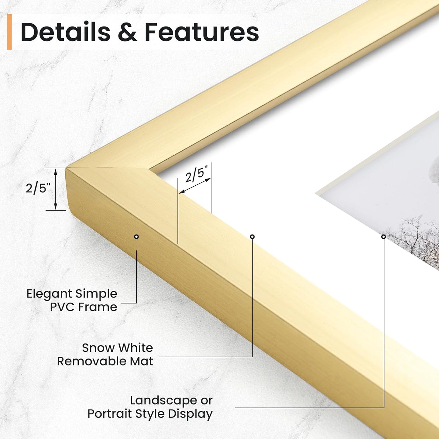 8x10 inch Picture Frame, 8x10 Photo Frames with 5x7 Removable Mat - High Definition Plexiglass - Vertical and Horizontal Display - Wall Hanging Frame - Gold, 12 Pack