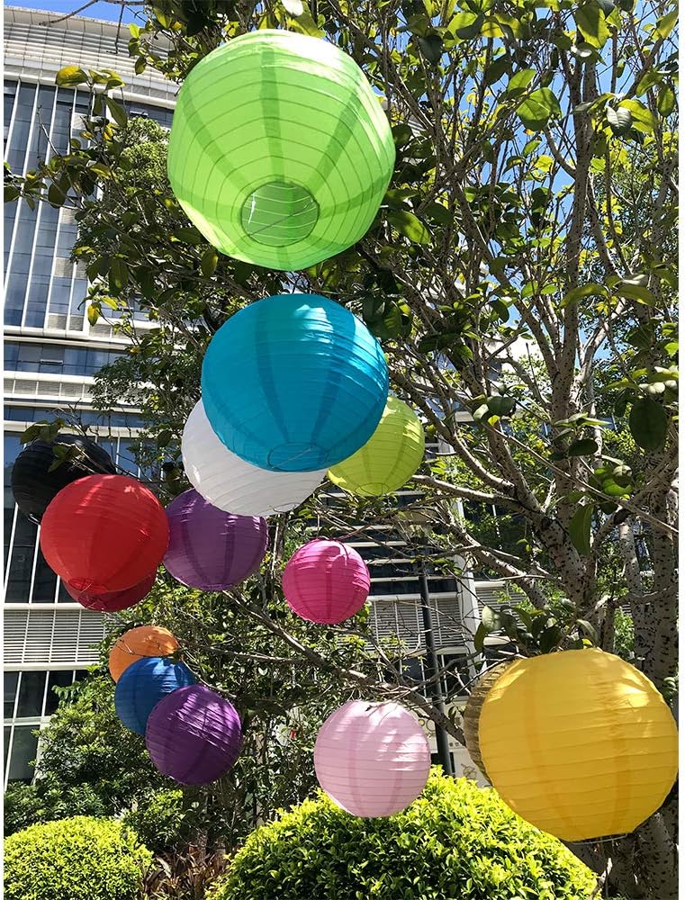 BEISHIDA 10Pcs White Paper Lanterns Decorative Chinese/Japanese Hanging Round Paper Lanterns Lamp for Birthday, Wedding, Christmas, Bridal, Home Decor, Party Decoration(Size of 4”, 6”, 8”, 10”)