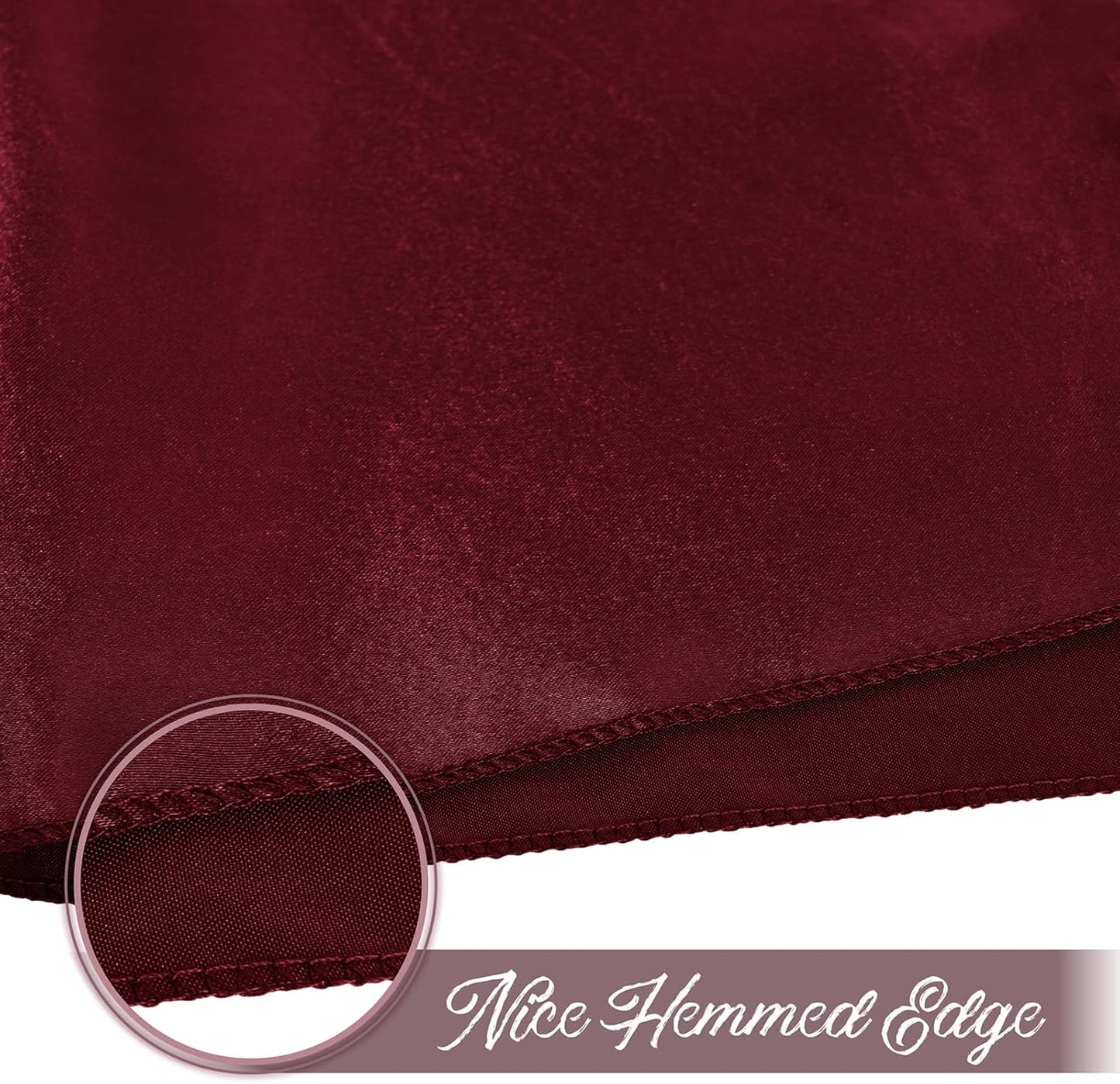 12 Pieces Burgundy Satin Napkins, 17" x 17" Square Table Napkins, Silky Soft Smooth Washable Napkins for Restaurant, Weddings, Dinner, Party Decoration