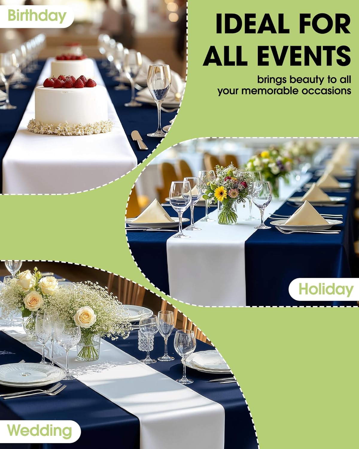 Pureegg White Plastic Table Runners - 10 Pack, 14'' x 108'', Water Resistant & Disposable Centerpiece Decorations for Table Cloth, Wedding, Birthday, Holiday, Baby Shower, Party, Home Decor