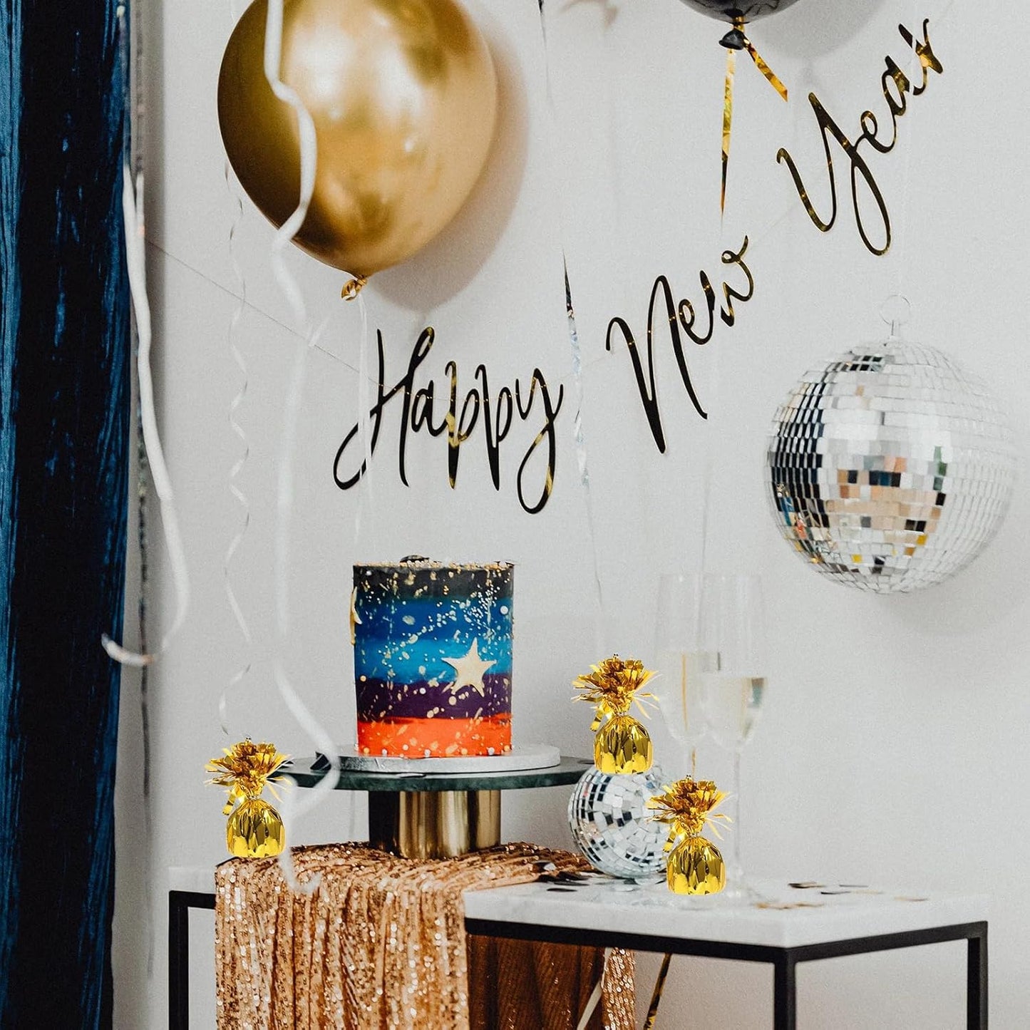 Metallic Balloon Weights - Novelty and Gag Gifts, 5.5" Inches for Balloons Table Centerpiece DIY Decor for Birthday Party Favors Wedding 6-Pack (Gold)