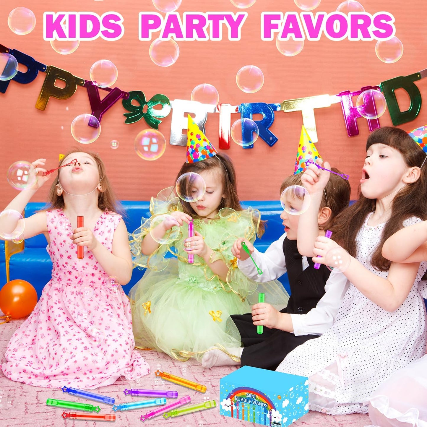 Bulk Toys for Kids Prizes 200 Pack, Mini Bubble Wands Party Favors for Toddlers, Small Halloween Pinata Goodie Bag Stuffers, Carnival Supplies Giveaways Handouts Stocking Stuffers for Girls and Boys