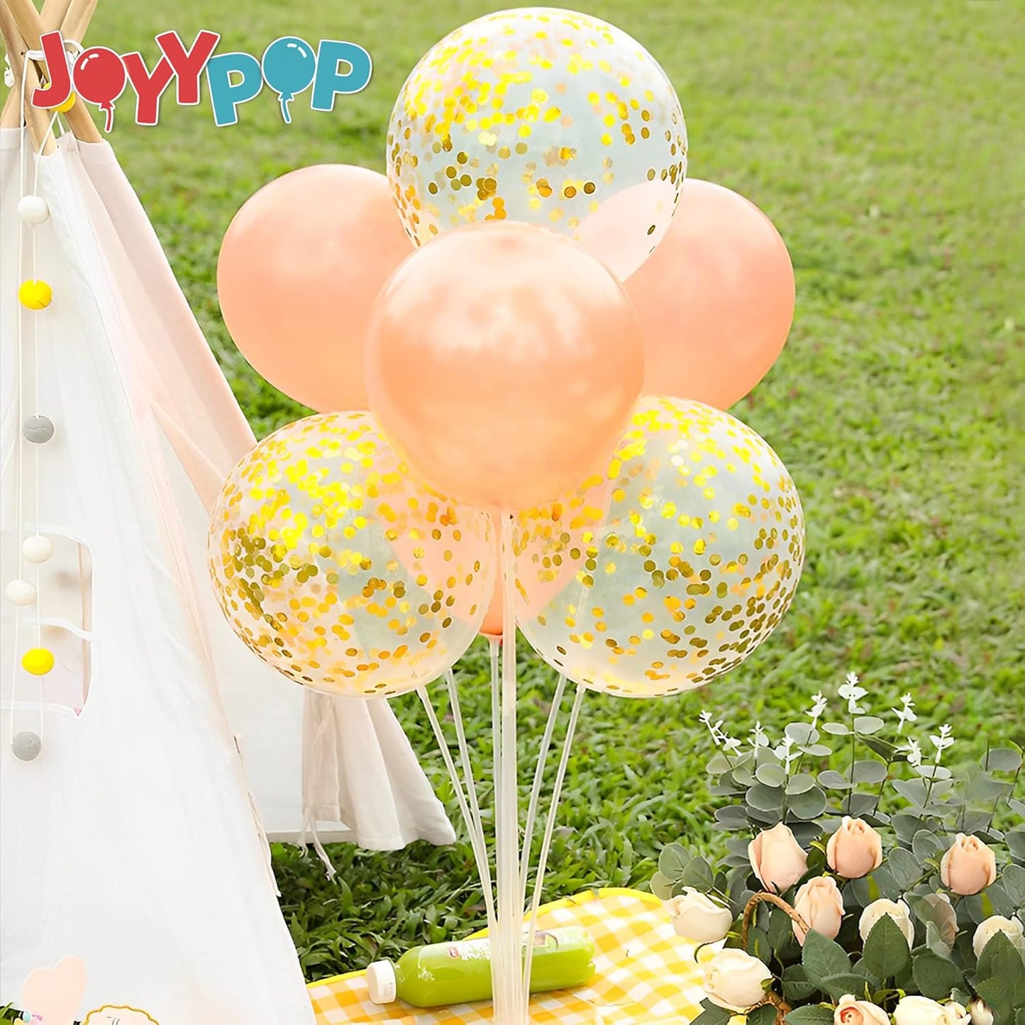 JOYYPOP 7 Sets Balloon Stand Kit, Balloon Sticks with Base Party Supplies Birthday Graduation Party Decorations Wedding