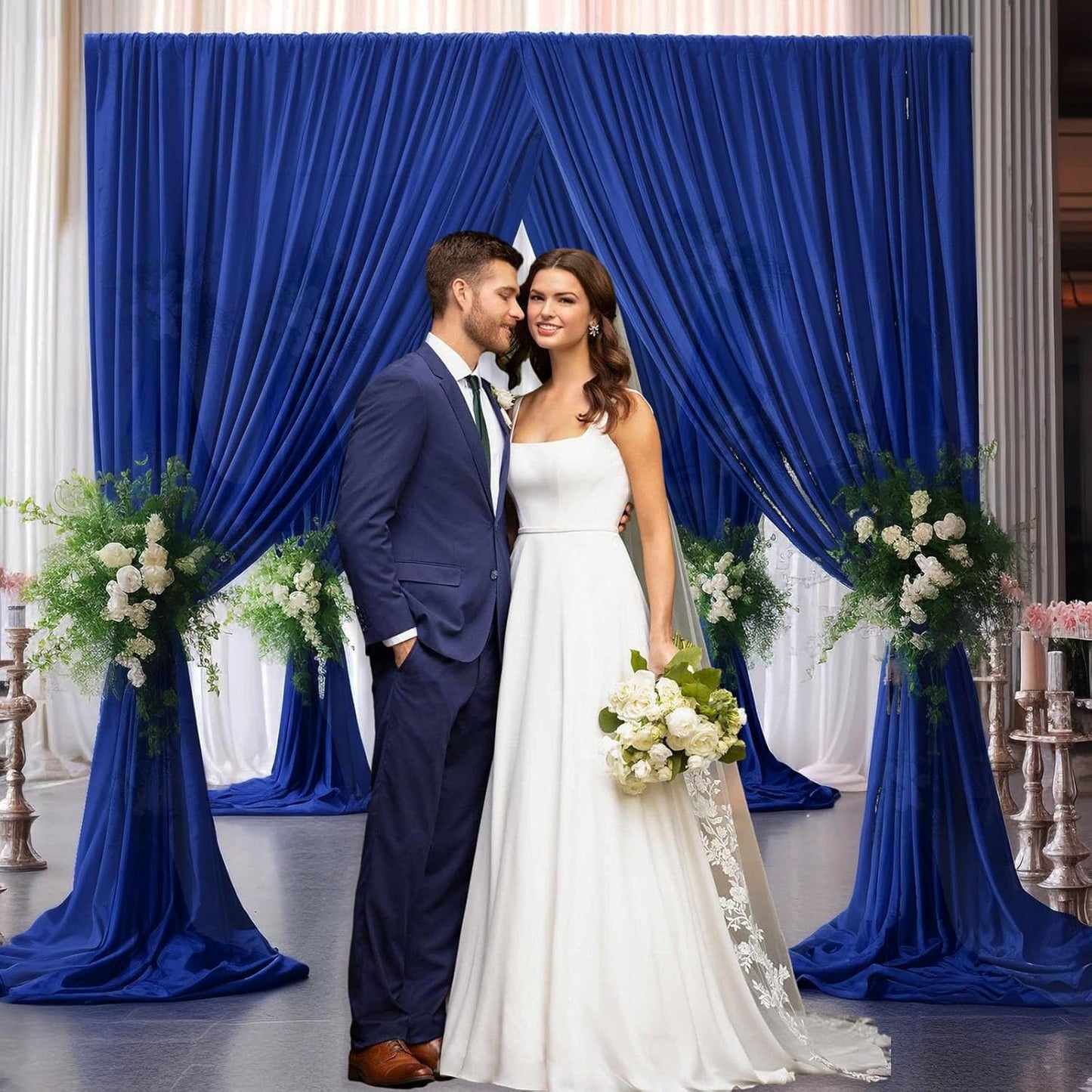 10 x 7 Feet Blue Backdrop Curtain for Partie, Background Curtains for Photoshoot, Birthday, Wedding, Halloween, Thanksgiving, Christmas Day, New Year Party Decorations 5Ft x 7Ft, 2 Panels