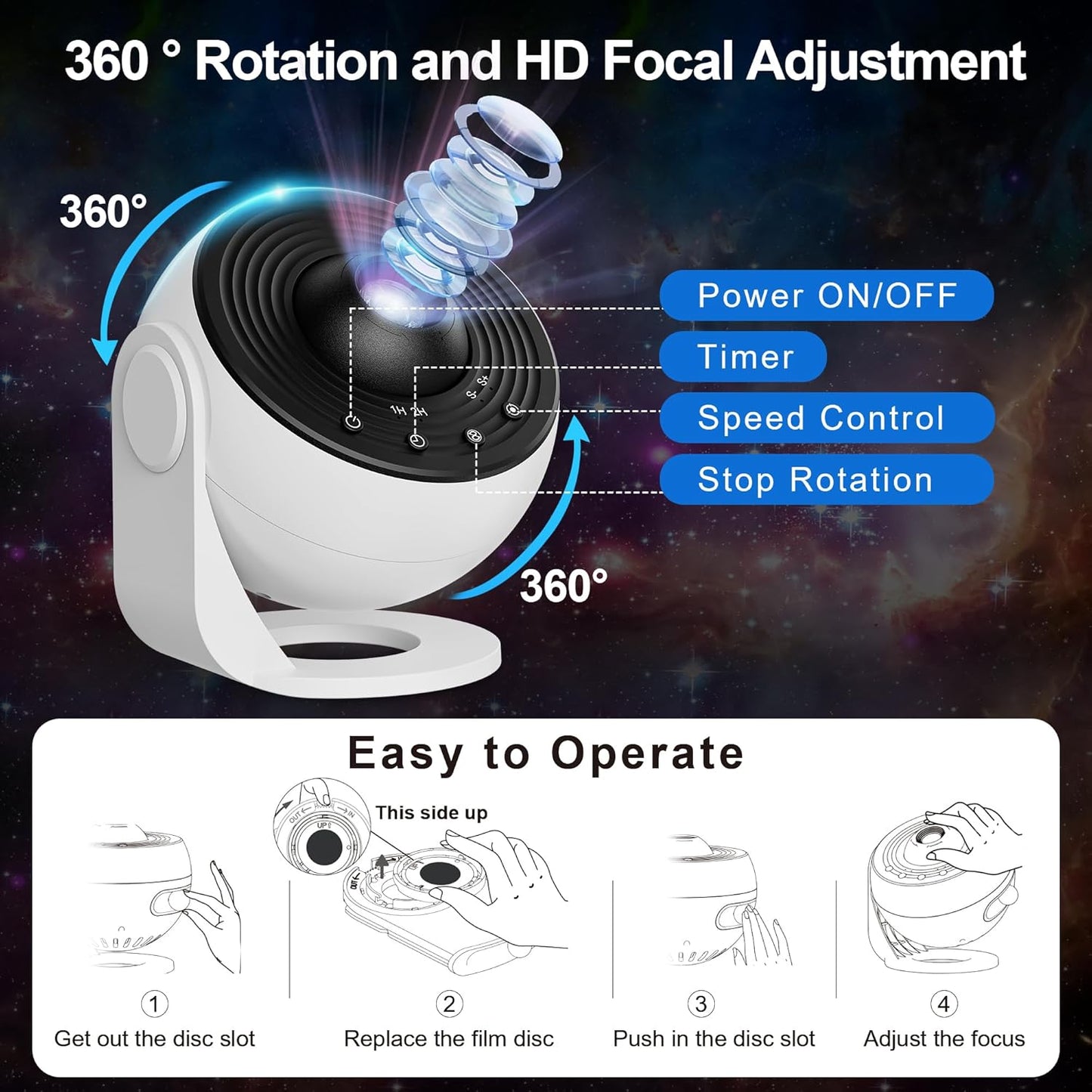 Planetarium Projector Pro for Bedroom, 13 in 1 Star Projector Galaxy Light, Ceiling Night Light Milky Way Mood Lighting with Timer, LED Space Galaxy Lamp Bedroom Room Decor for Adults Kids - White