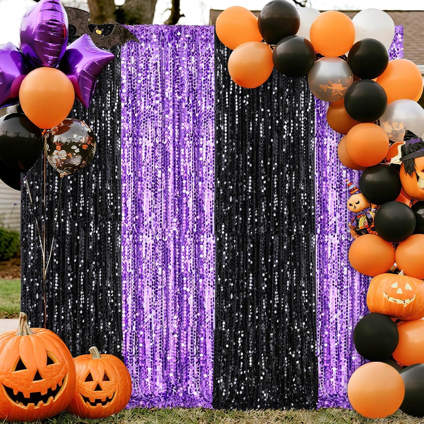 Backdrop Curtains 2 Packs 4x8FT Purple Party Theme Decoration Wedding Sequin Background