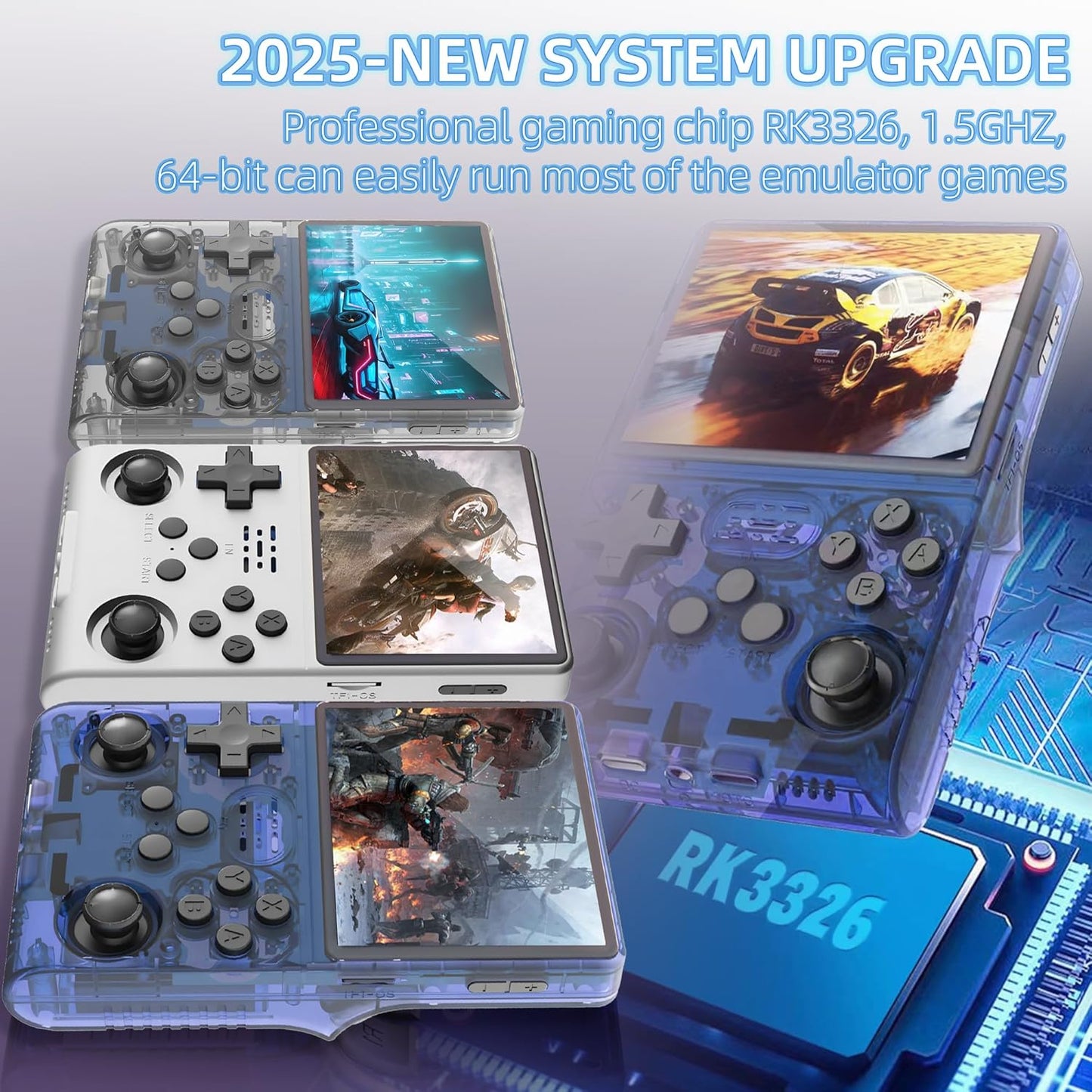 R40S PRO Retro Gaming Console, 30000+ HD Games Handheld Game Console, 3800mAh Rechargeable Mini Retro Video Console with 256GB TF Card, Portable Pocket Arcade (Transparent Blue)