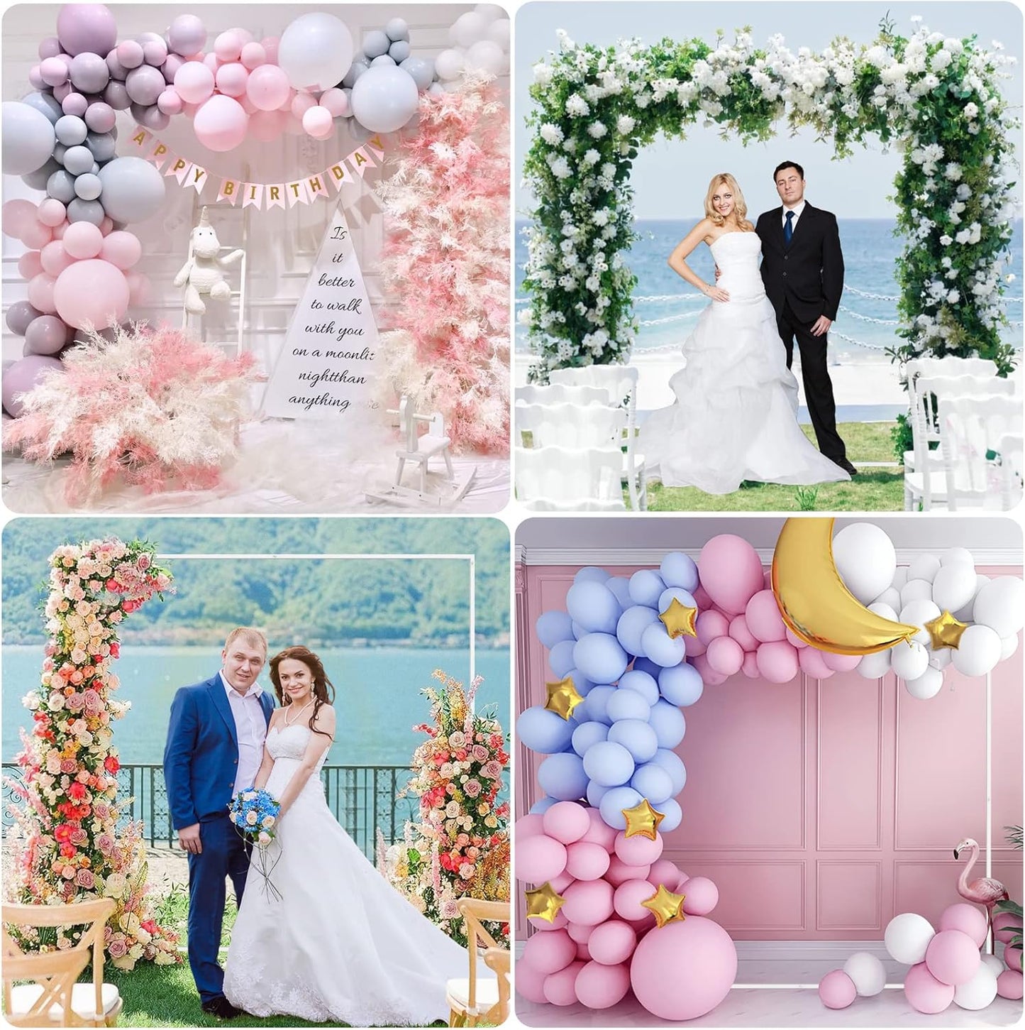 6.6FT x 6.6FT White Wedding Arches for Ceremony Rectangular Metal Balloon Arch Stand Kit Garden Floral Square Arch Frame Background for Anniversary Birthday Party Bridal Shower Decoration Home Decor