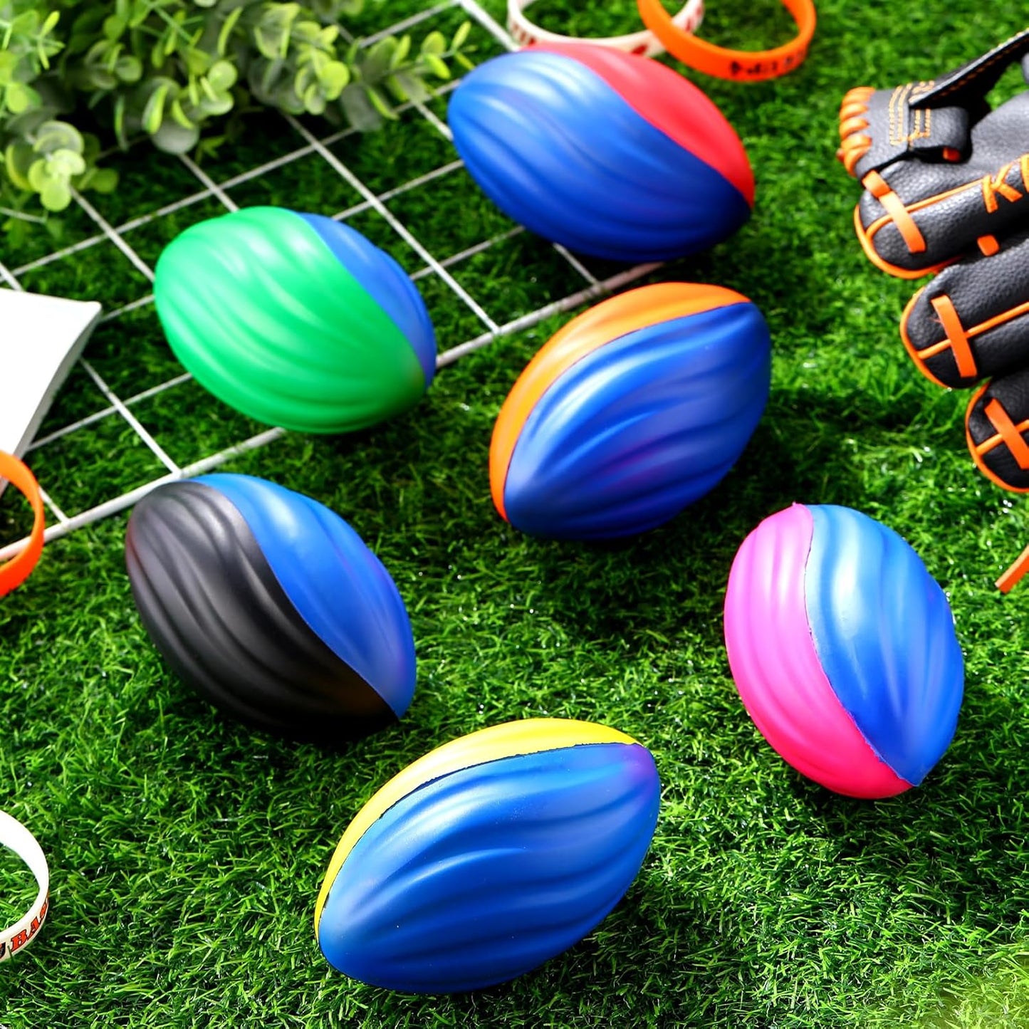 Jerify 12 Pcs Mini Footballs for Kids Spiral Foam Football Bulk 5 Inch Soft Small Waterproof Foam Ball Sports Birthday Toddler Football for Indoor and Outdoor Game(Bright Color)