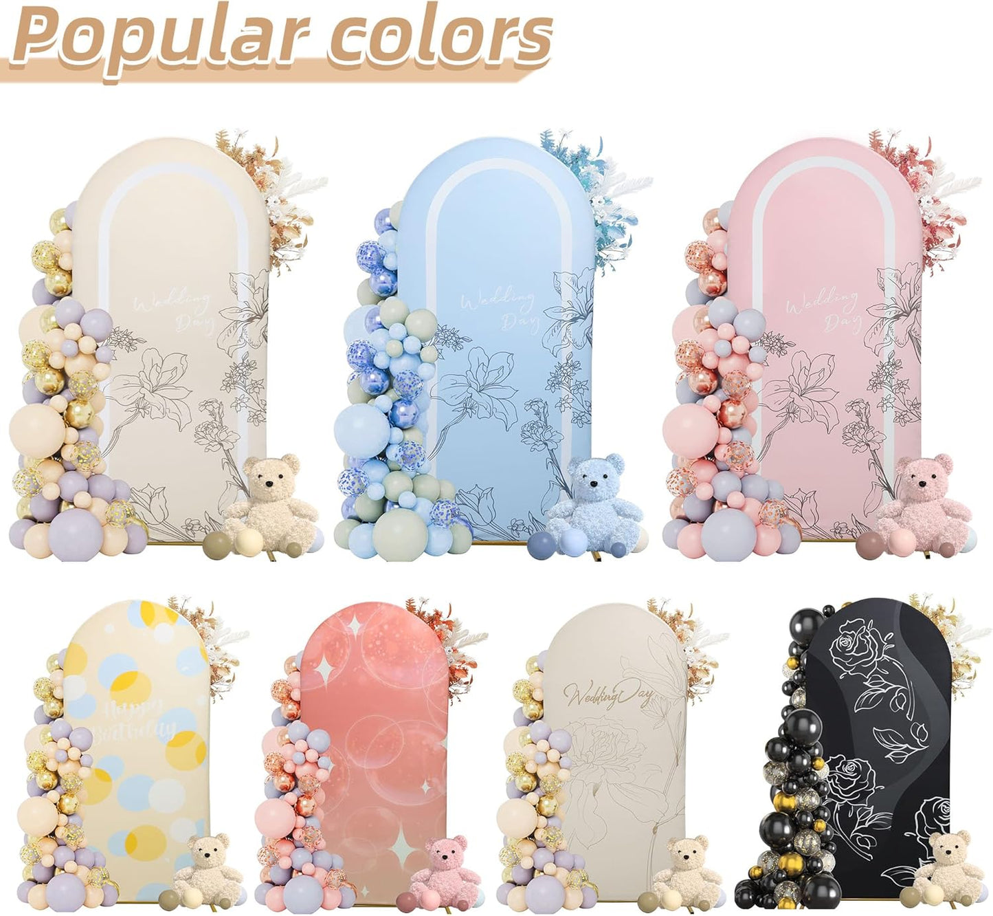 Wedding Arch Cover 7.2FT Spandex Arch Backdrop Cover Stretchy Backdrop for Wedding Birthday Party Decoration Baby Shower