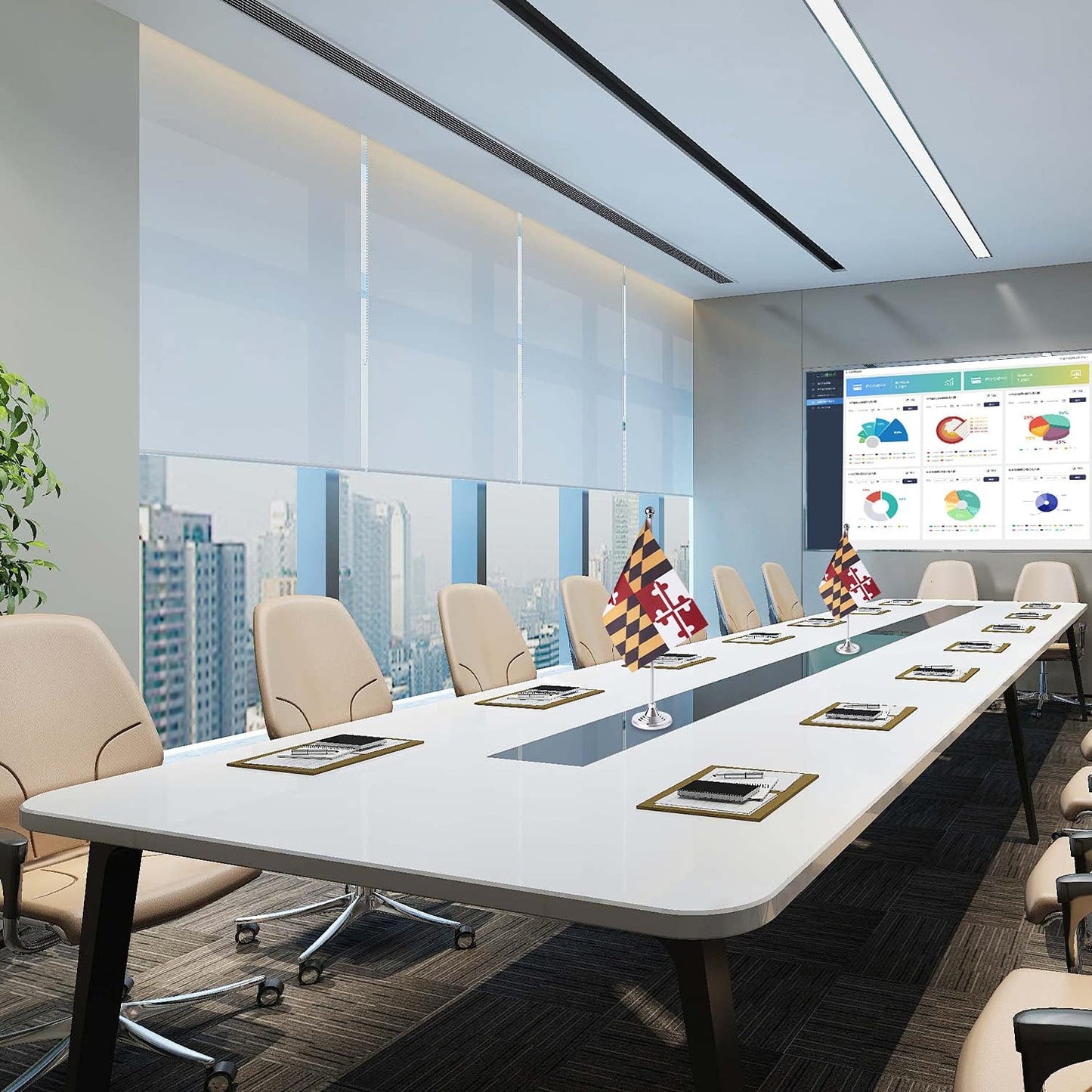 ZXvZYT 2 Pack American US Maryland flag USA Maryland MD State table flag,Small Mini United States Desk Flags With Stand Base,for U.S. States Party Events Celebration Decorations Supplies