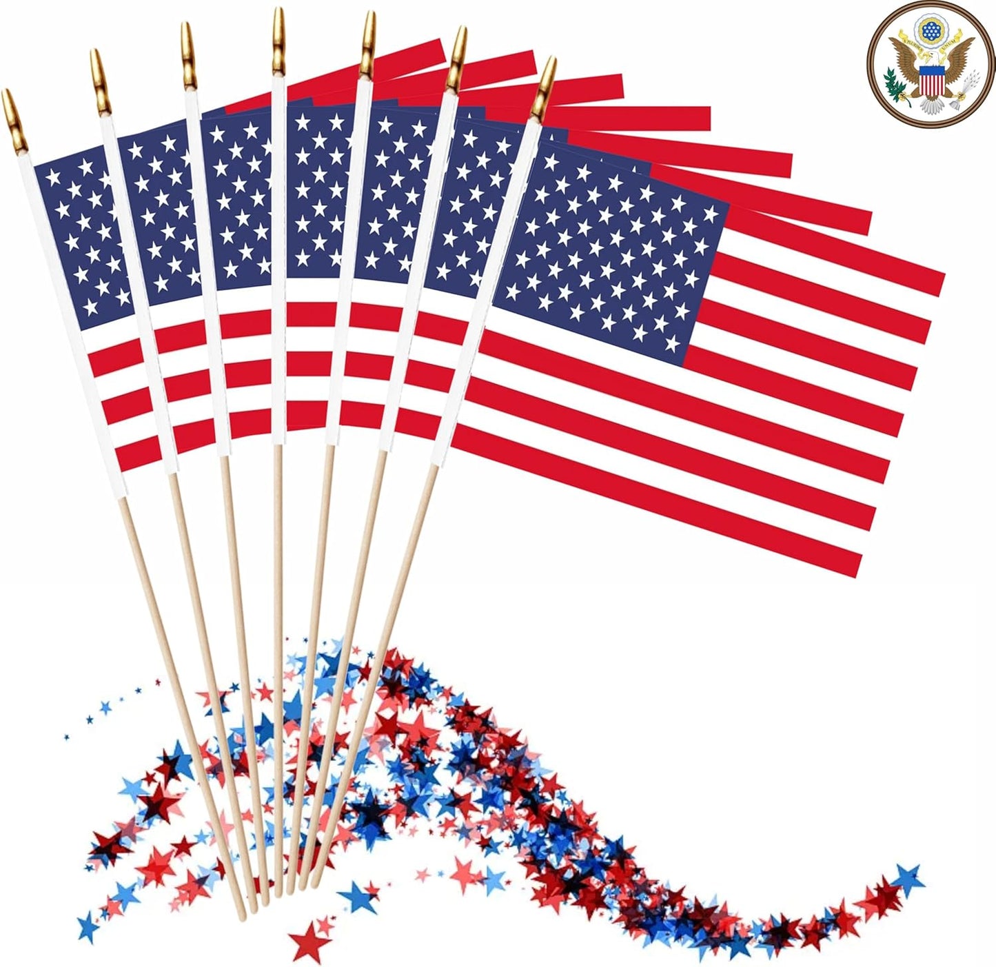 20 Pack US American Mini Stick Flags USA Small Miniature Handheld Flag Decorations,5x8 Inch