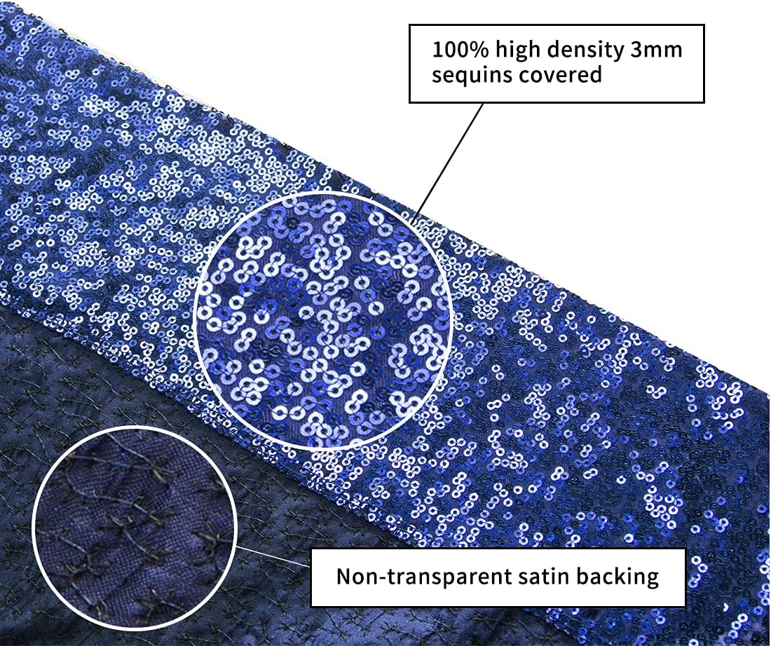 Poise3EHome 6Ft x 8Ft Navy Blue Sequin Backdrop Curtain, Glitter Thick Satin Sequin Background Drapes, Sparkly Backdrop for Weddings, Parties, Xmas, Thanksgiving Decor