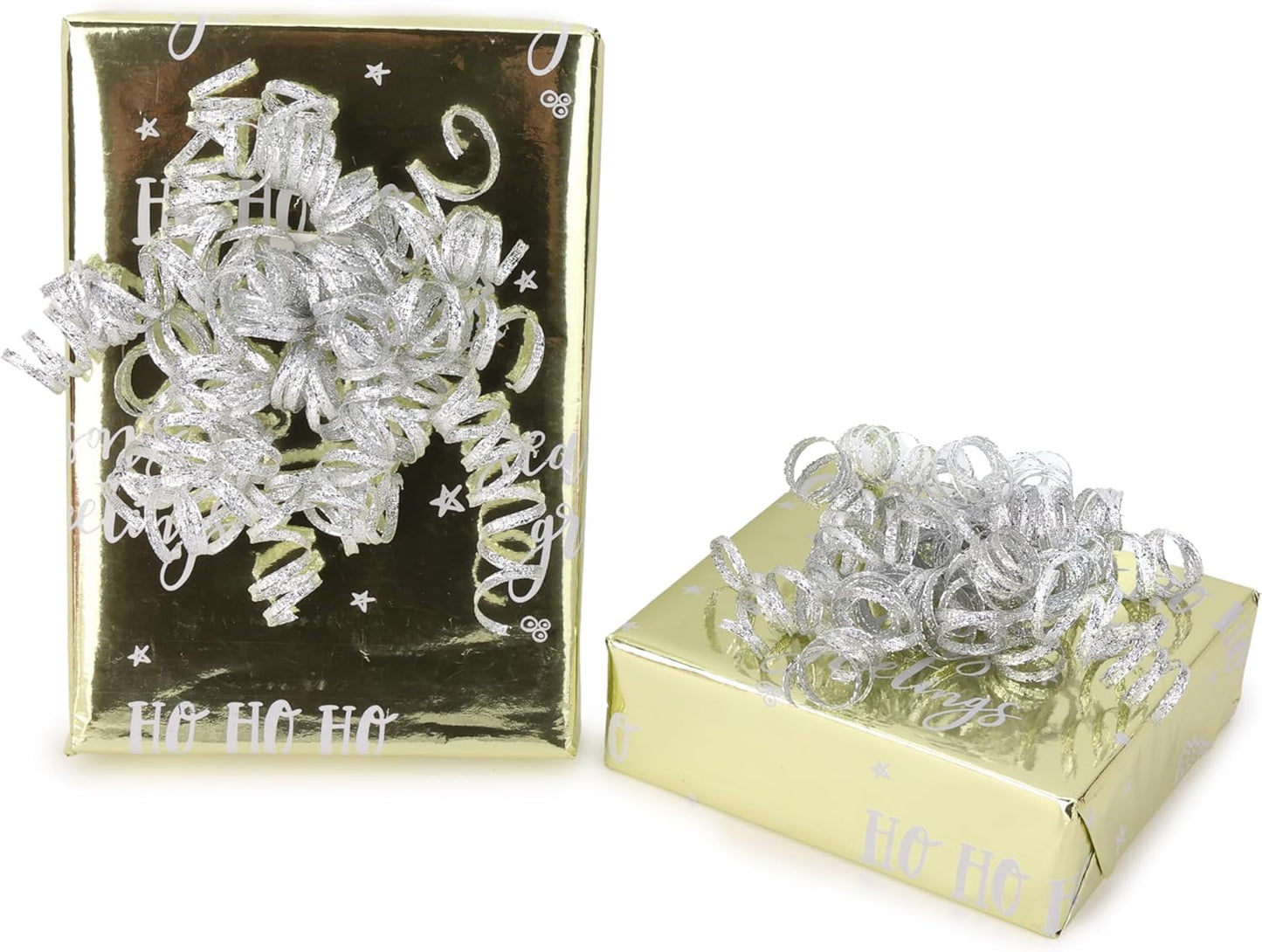 6" Metallic Silver Christmas Curly Ribbon Bows for Gift Wrapping Self Adhesive Gift Bows for Holiday Decor, Baskets, Birthday, Wedding, Presents, Party Favors Decorations 6 Counts